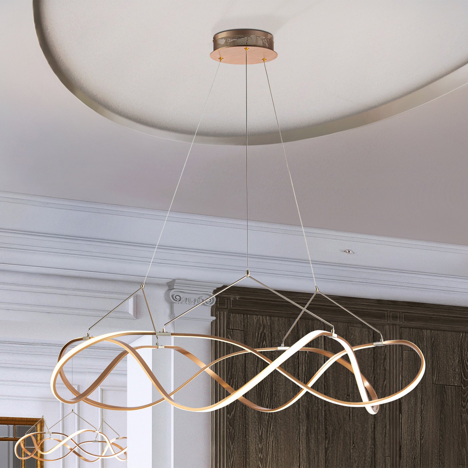 LED hanglamp Molly, dimbaar, Ø 110 cm, roségoud