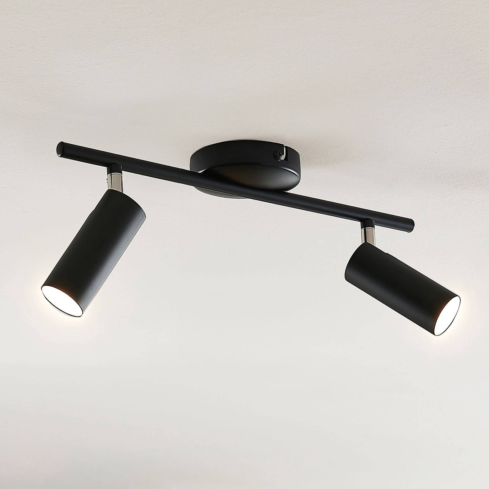 Lindby Plafonnier LED Camille noir 2 lampes