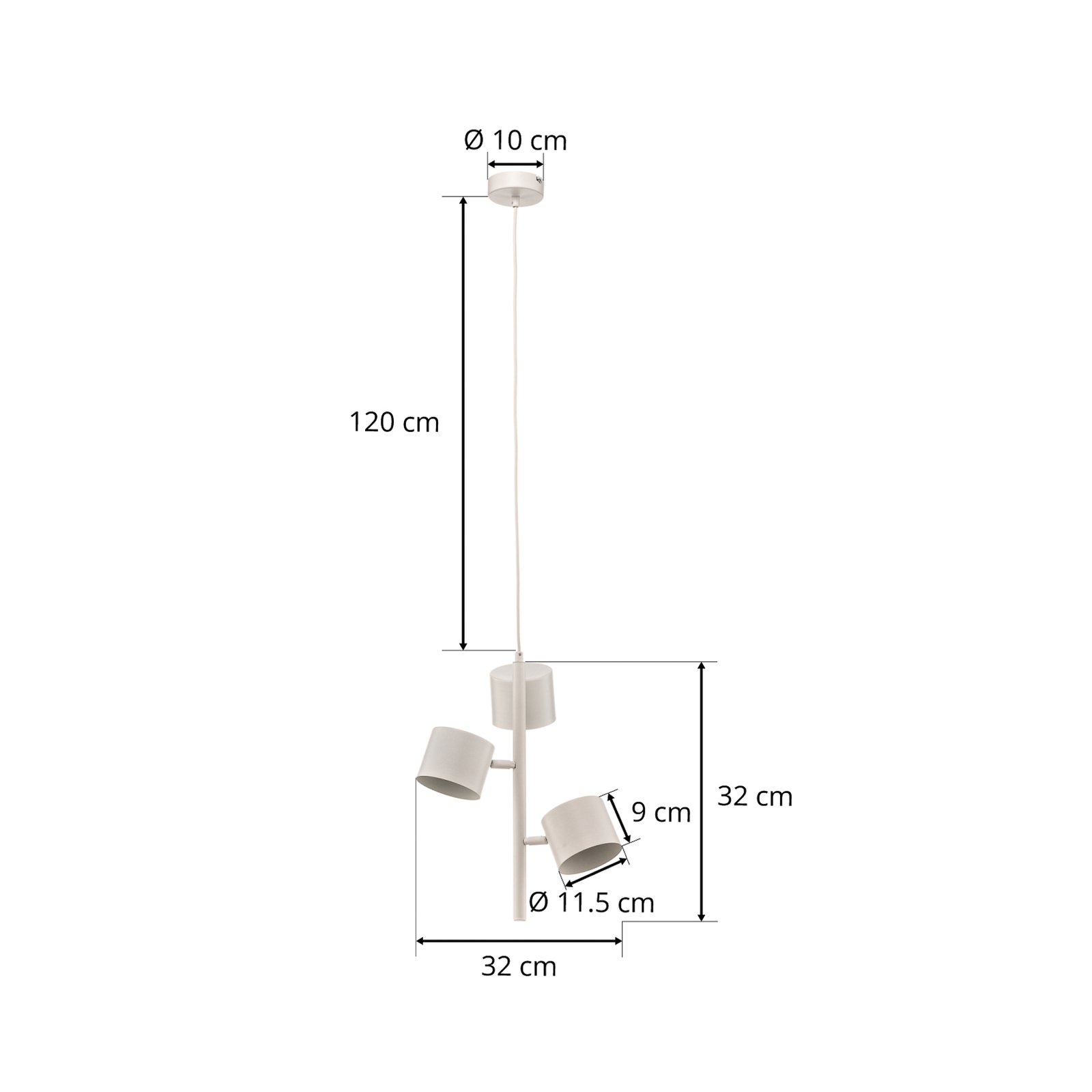 Lampada a sospensione 1046E, 3 luci, bianco