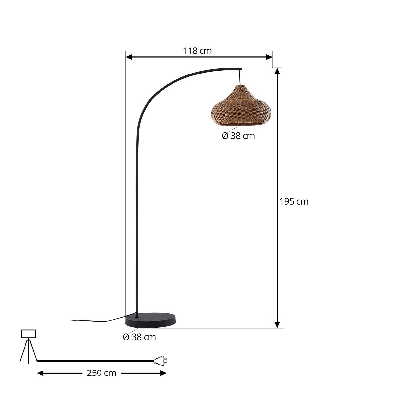 Lucande Außenstehleuchte Taniola, beige, Rattan, 195cm, IP44