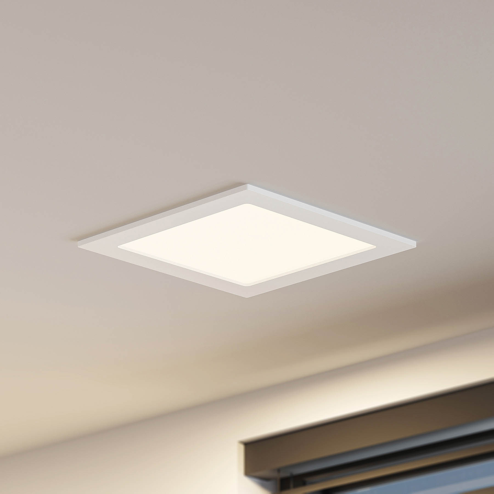 Prios LED recessed light Helina, white, IP44, 22 cm