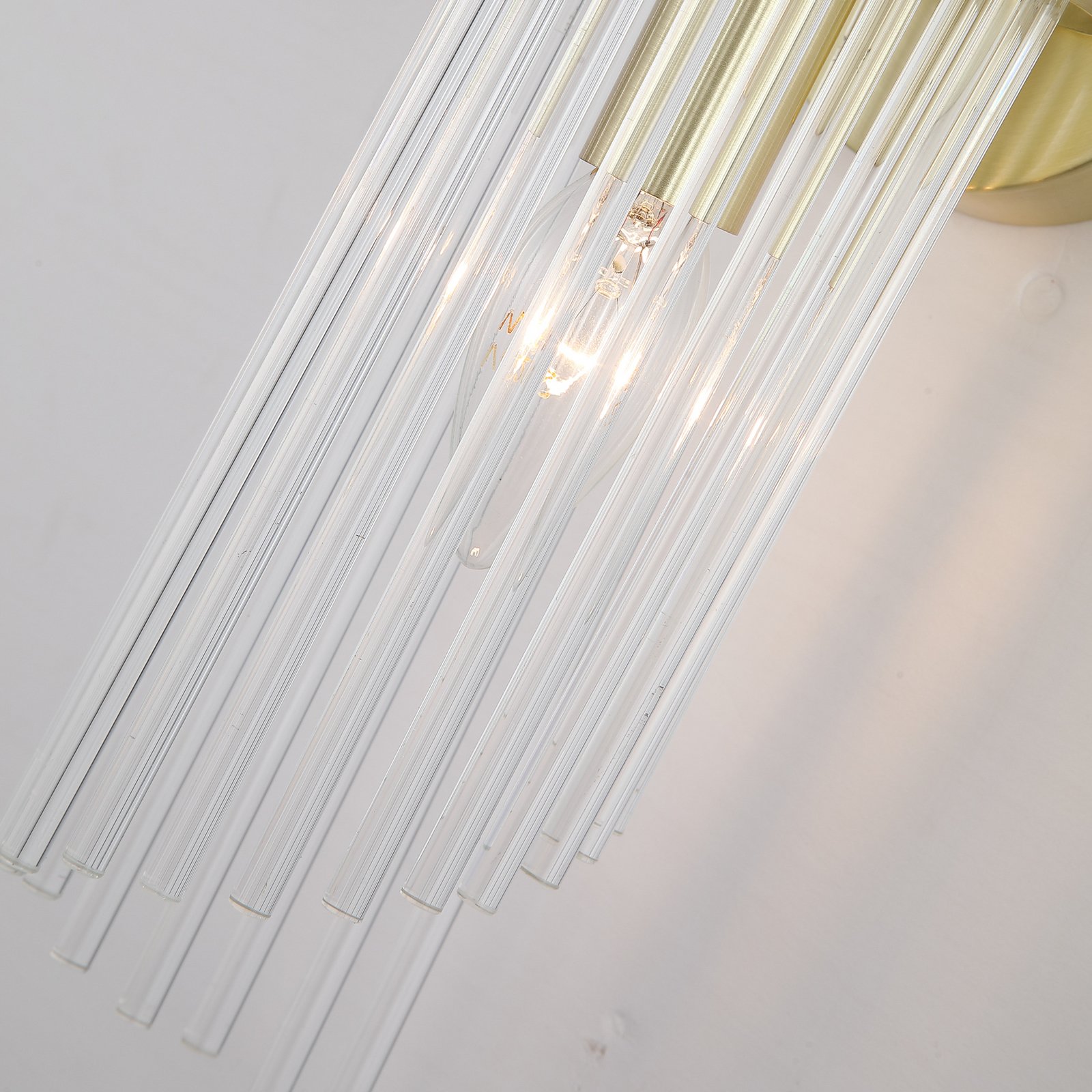 Sienas lampa Lara, augstums 56 cm, zelta krāsā/caurspīdīga, stikls/metāls