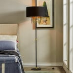 Lucande Malvira's fabric floor lamp with leaf decoration