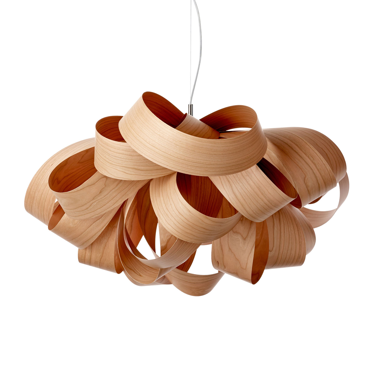 LZF LamPS Agatha Small hanging light 78x76cm cherry wood, for Living / Dining Room, wood veneer, metal, E27, 14 W, energy efficiency: A++, L: 78 cm, W: 76 cm, H: 37 cm
