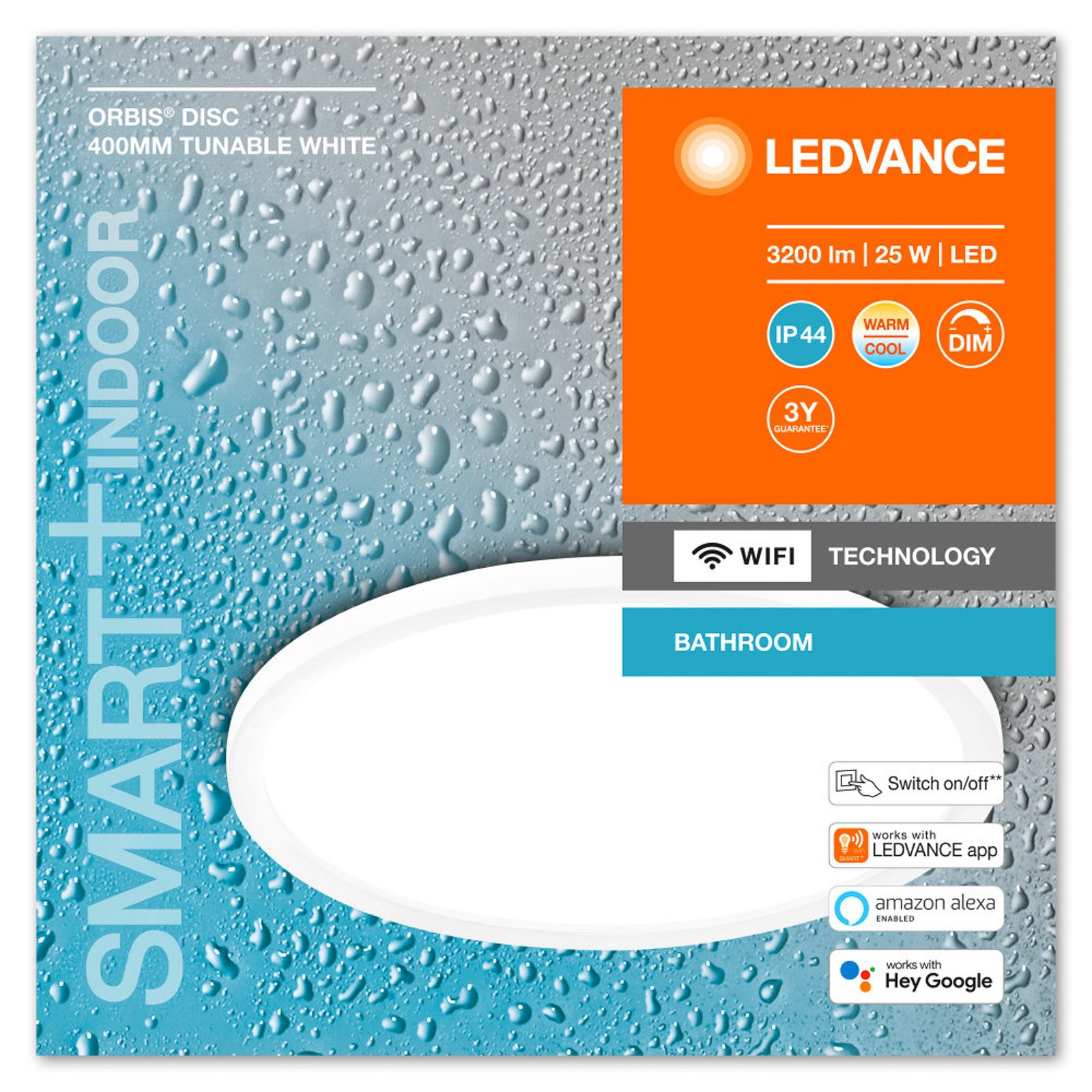 LEDVANCE SMART+ WiFi Orbis Disc valkoinen, Ø 40 cm