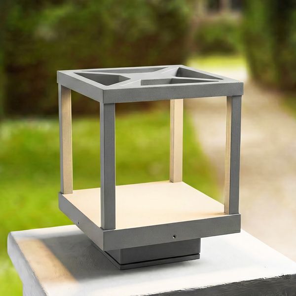 Lealan LED-pollarivalaisin, 23 cm, IP54, harmaa, metalli - Lucande - Terassi - Moderni - Alumiini - Kulmikas — Lucande