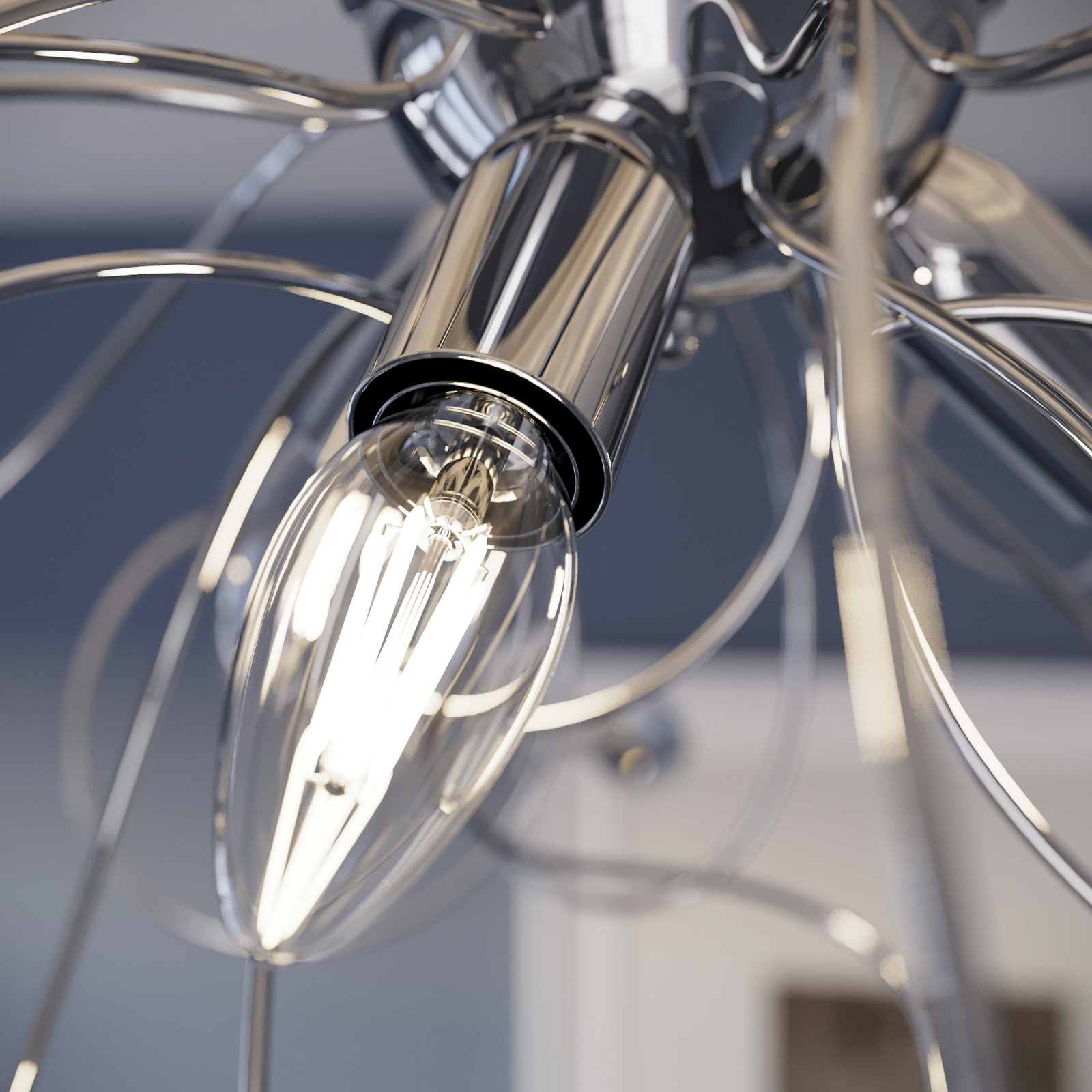Plafondlamp Trilly, chroom met kristallen, 3lamps