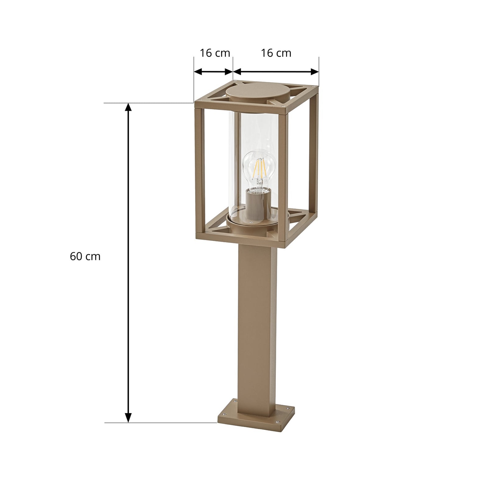 Ferda svjetiljka za stazu, IP44, E27, 60 cm, smeđa, staklo - Lucande