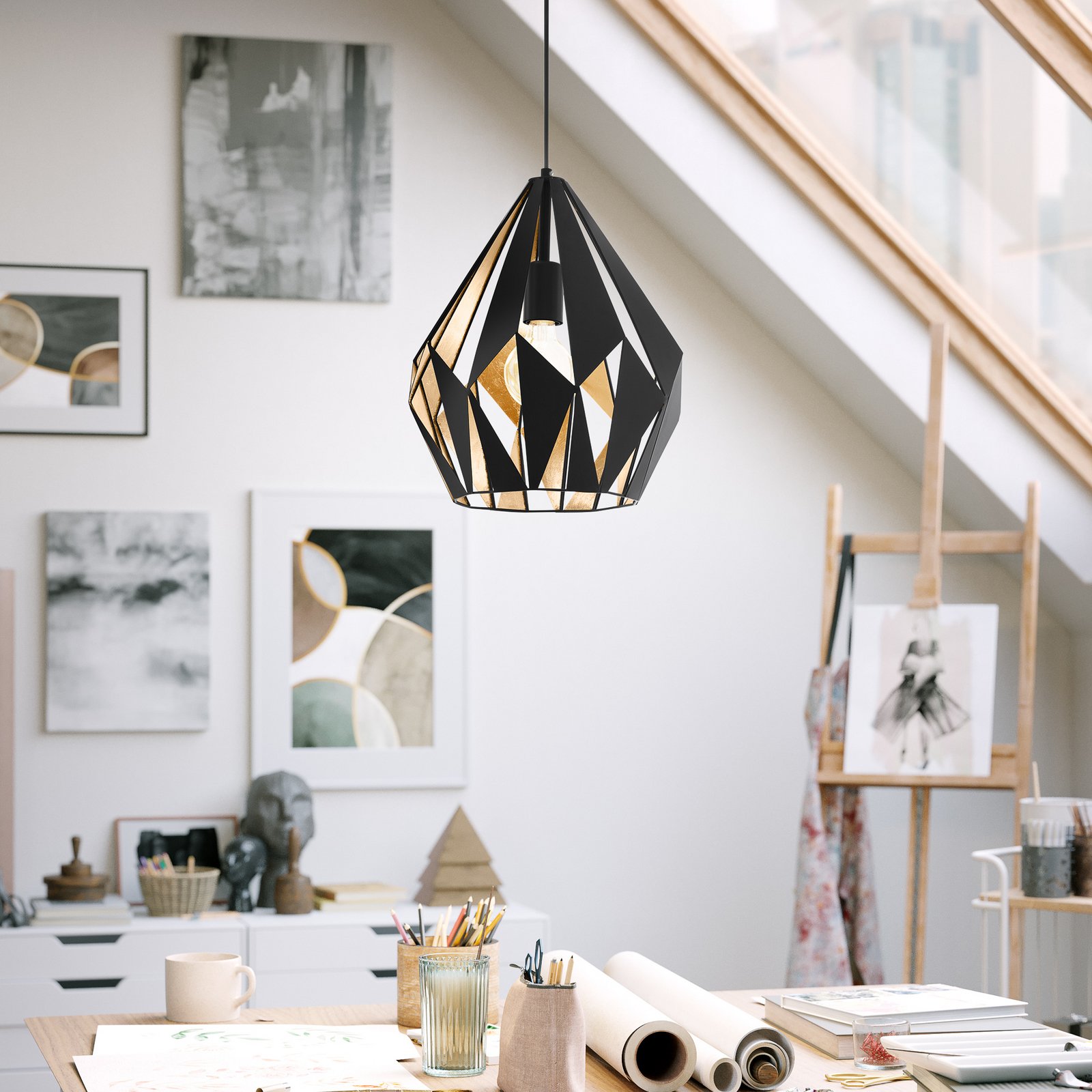 Carlton lampă suspendată în negru Ø 31 cm Carlton lampă suspendată în negru Ø 31 cm