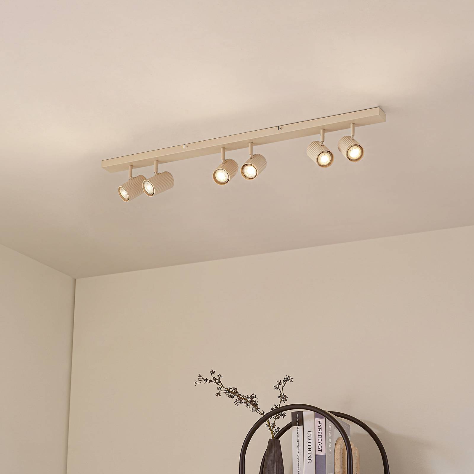Lindby Deckenspots Kardis, beige, 6-flg., Metall, GU10 günstig online kaufen