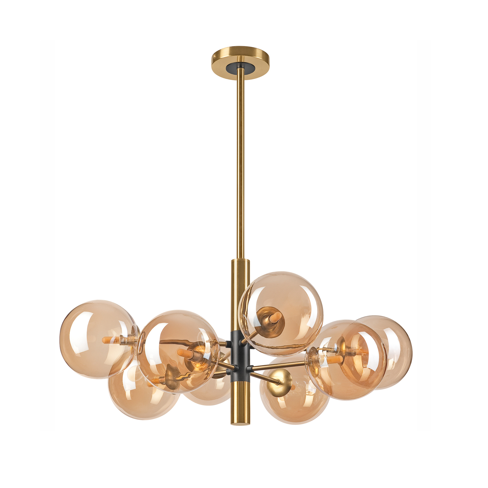 Natalia ceiling light, 8-bulb, glass, gold