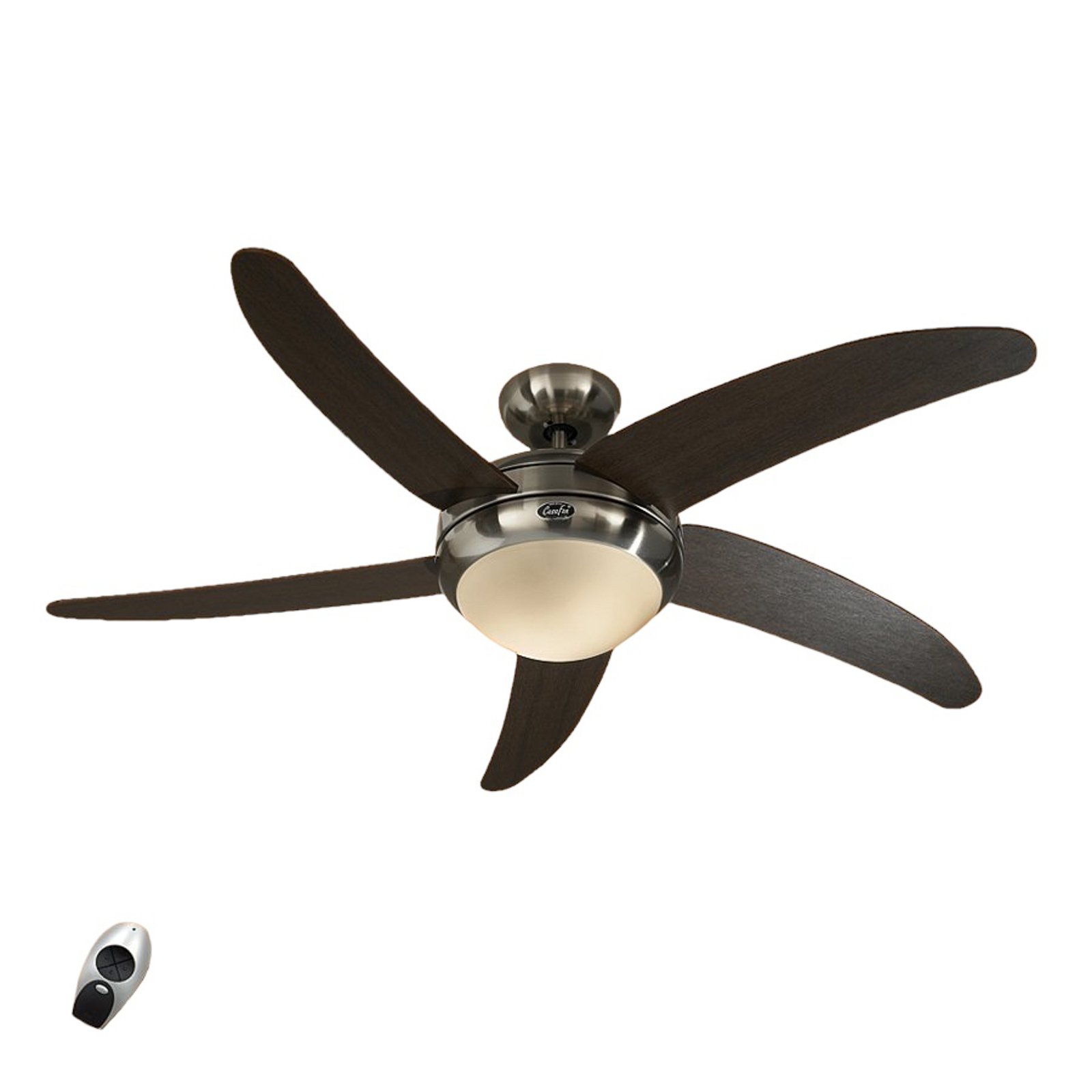 Modern ceiling fan Elica, chrome and wenge