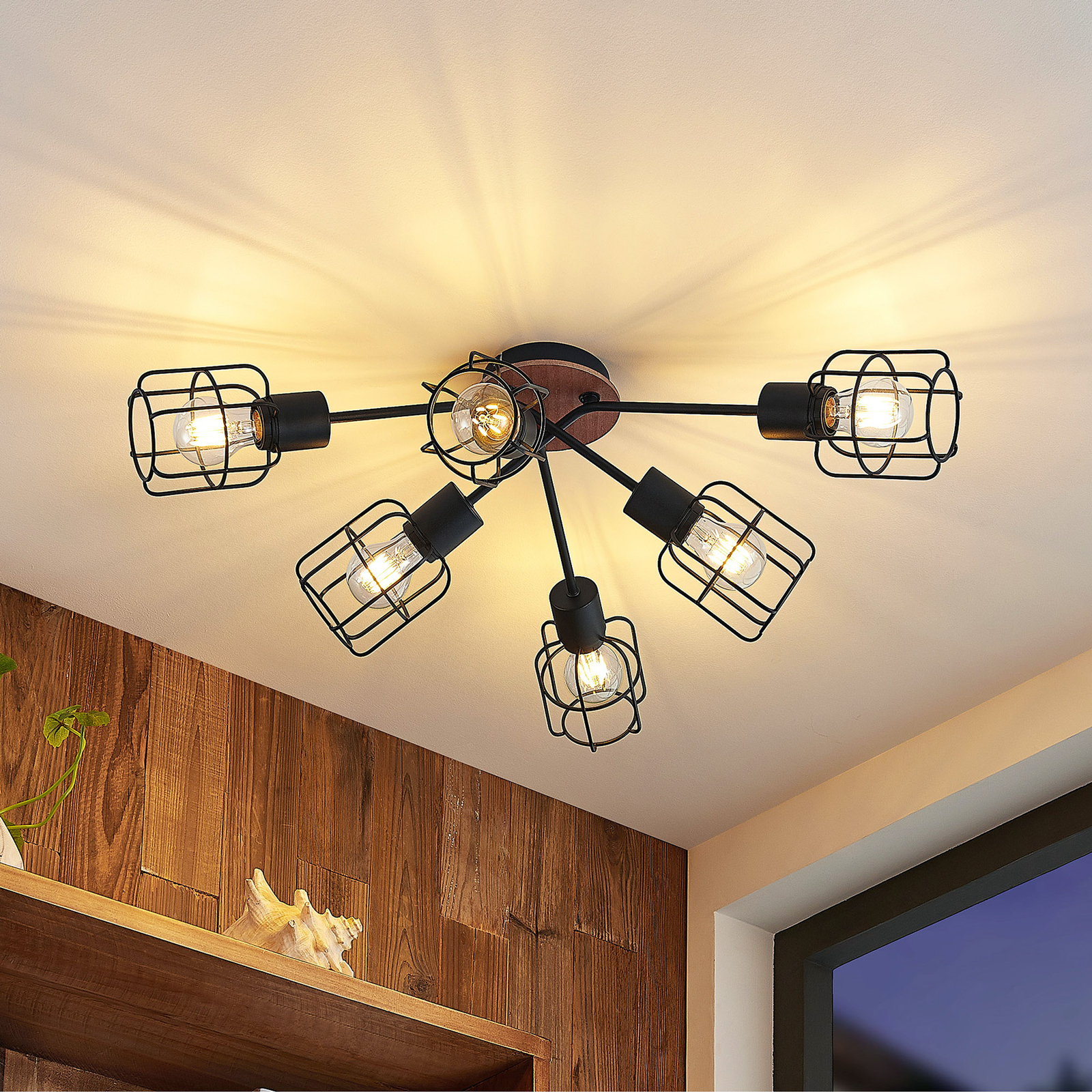 Lindby Telmos ceiling light, 6-bulb