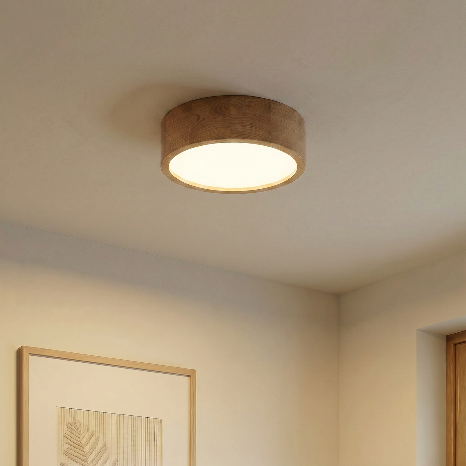 Cleo mennyezeti lámpa, Ø 28 cm, 2-lámpás, tölgyfa, E27