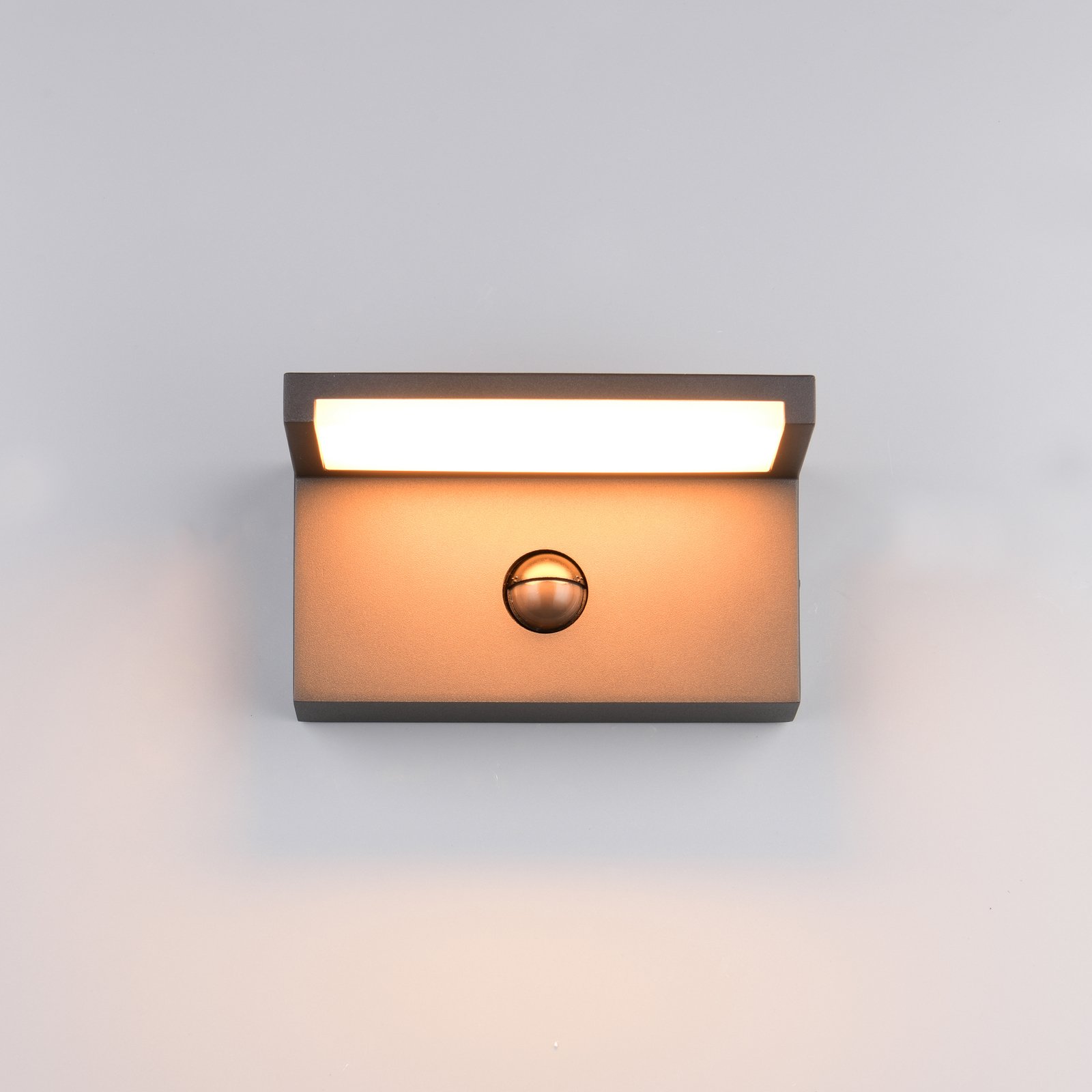 LED āra sienas lampa Ravi, antracīta krāsa, platums 18 cm, sensors, IP54