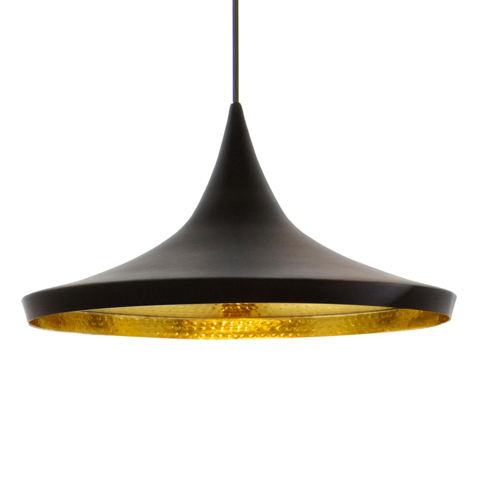 Tom Dixon Beat Wide svart, messing hengelampe