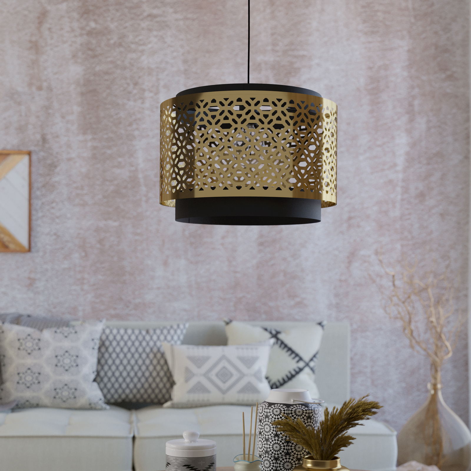 Lámpara colgante Sandbach en negro y latón