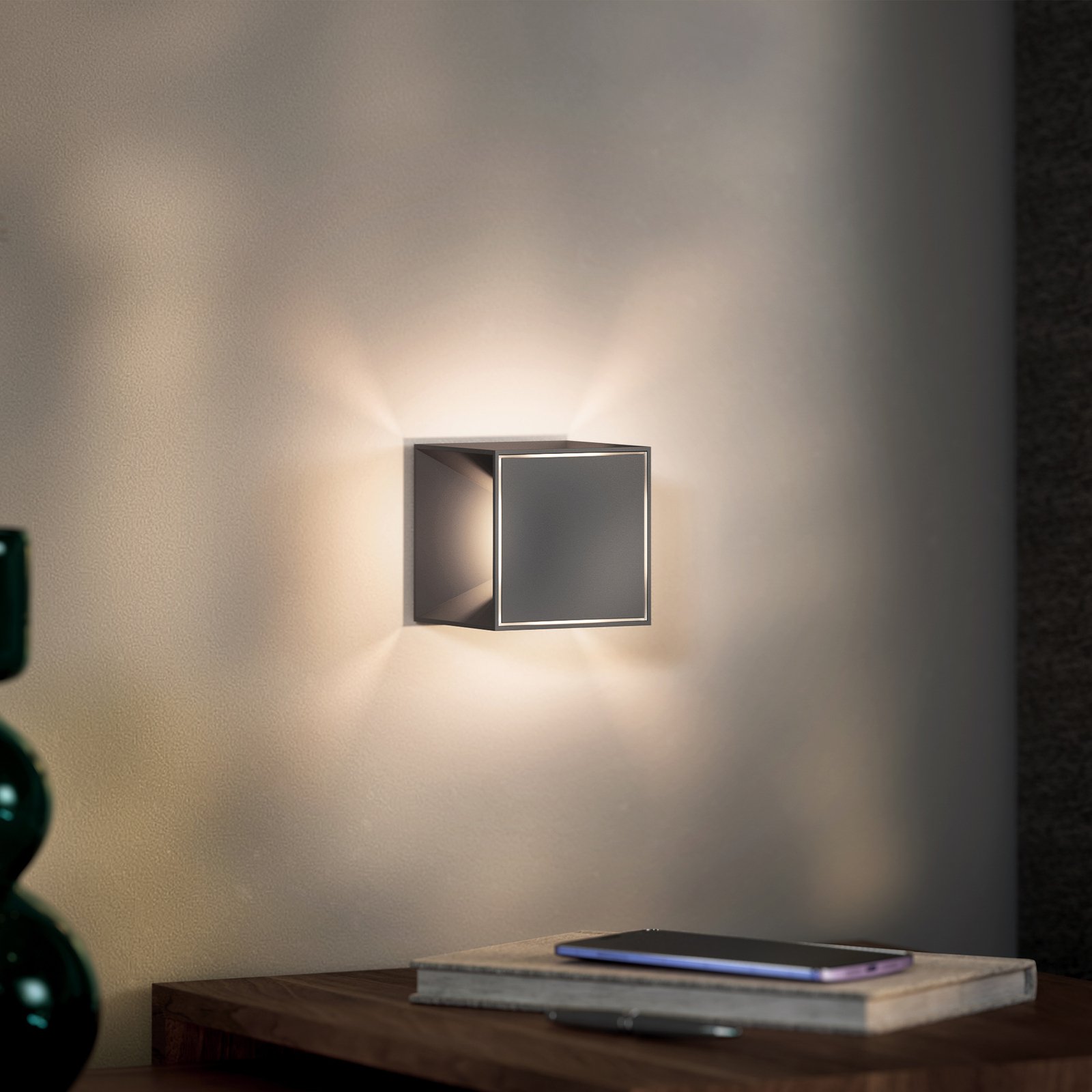 Nutalis mini LED-bordslampa, grafit, IP54, dimbar