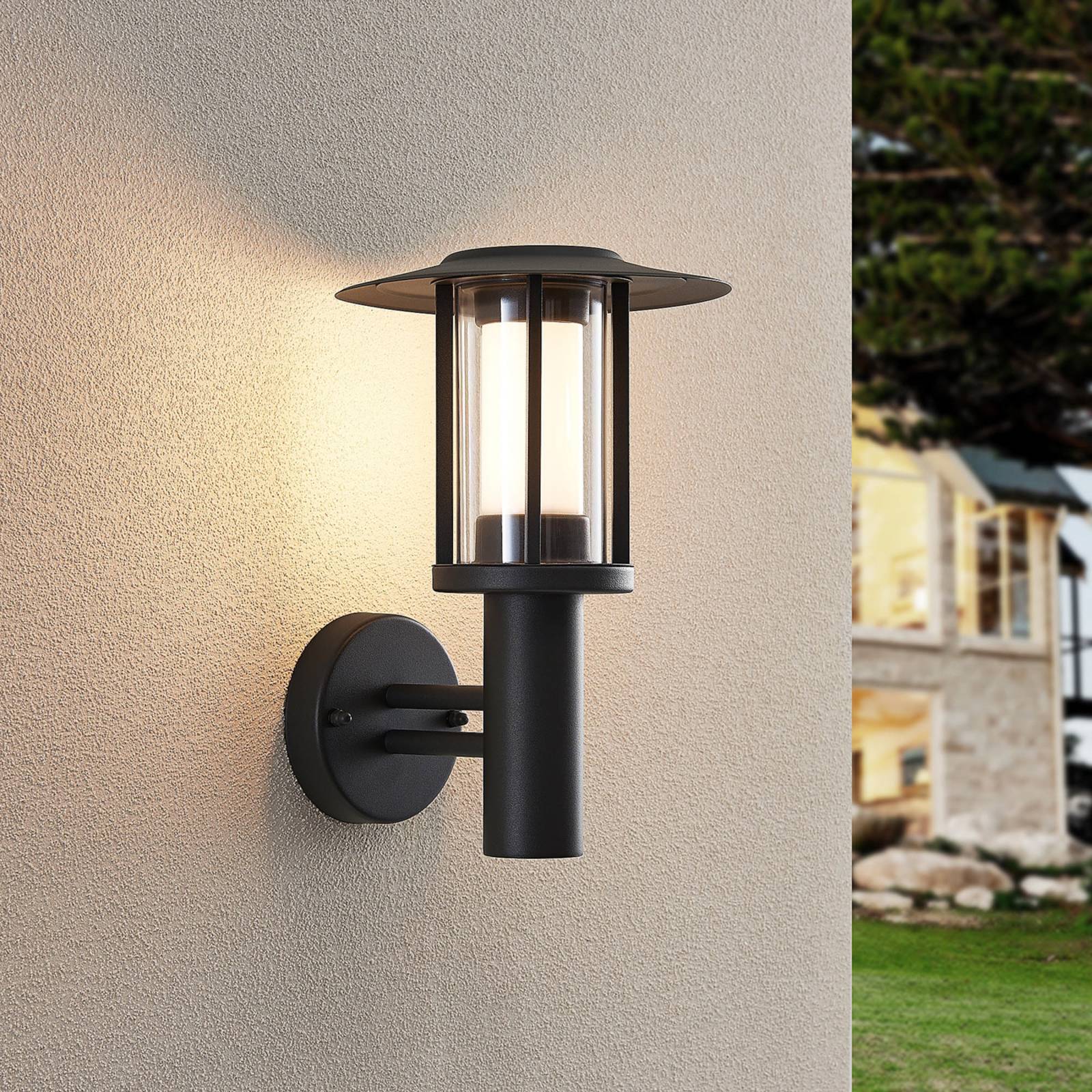 Lindby LED-Außenwandlampe Gregory, dunkelgrau, Metall, IP44 günstig online kaufen