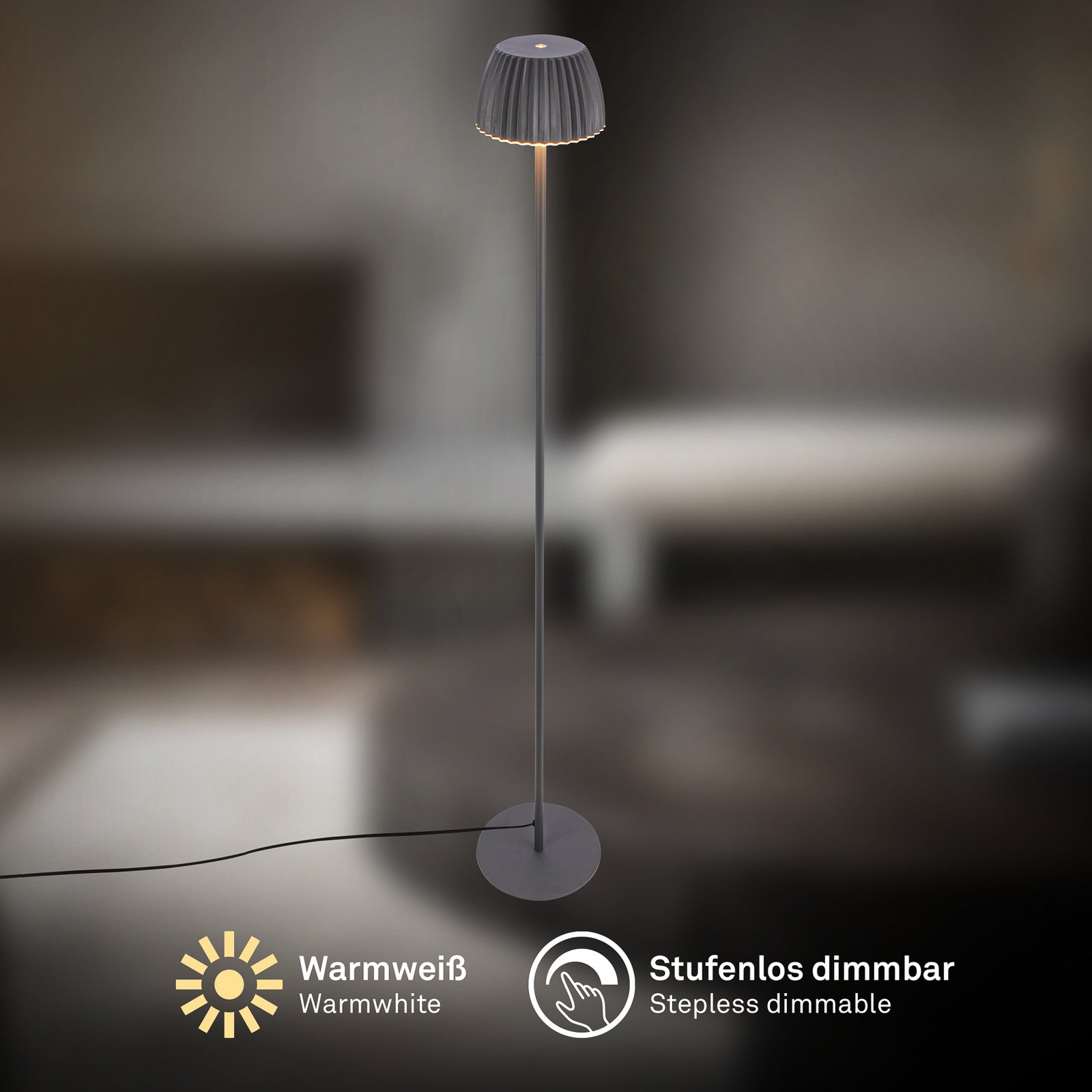 LED-Stehlampe Loca, anthrazit, Höhe 123 cm Kunststoff/Metall