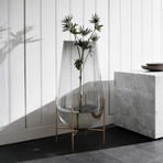 Echasse vase, høyde 60 cm, røykgrå/grønn/messing - Audo