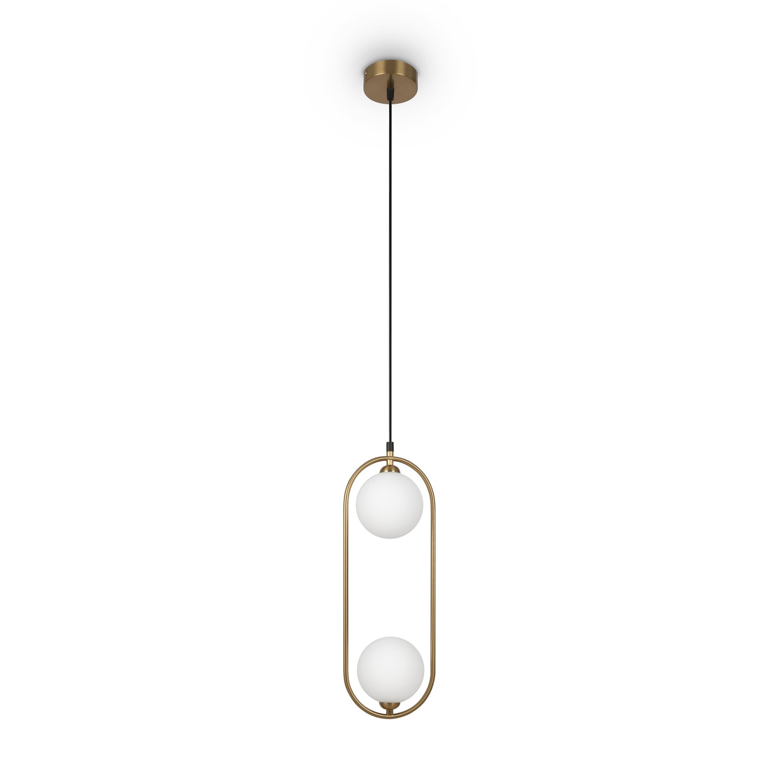 Maytoni Ring pendant light, 2-bulb, white glass shades