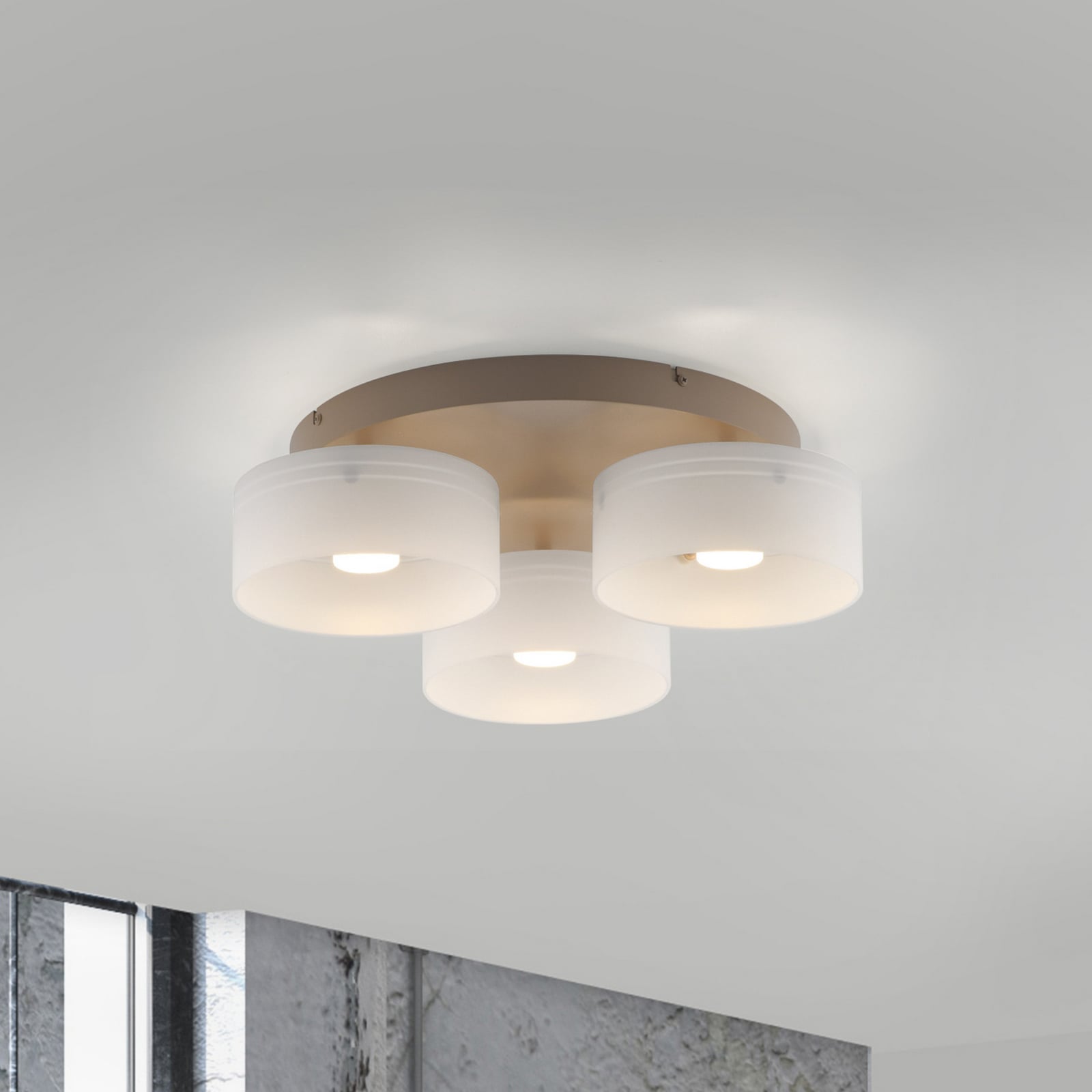 LED lubų šviestuvas „MARIKA“, smėlio spalvos/baltas, 40 cm, 3 lemputės,