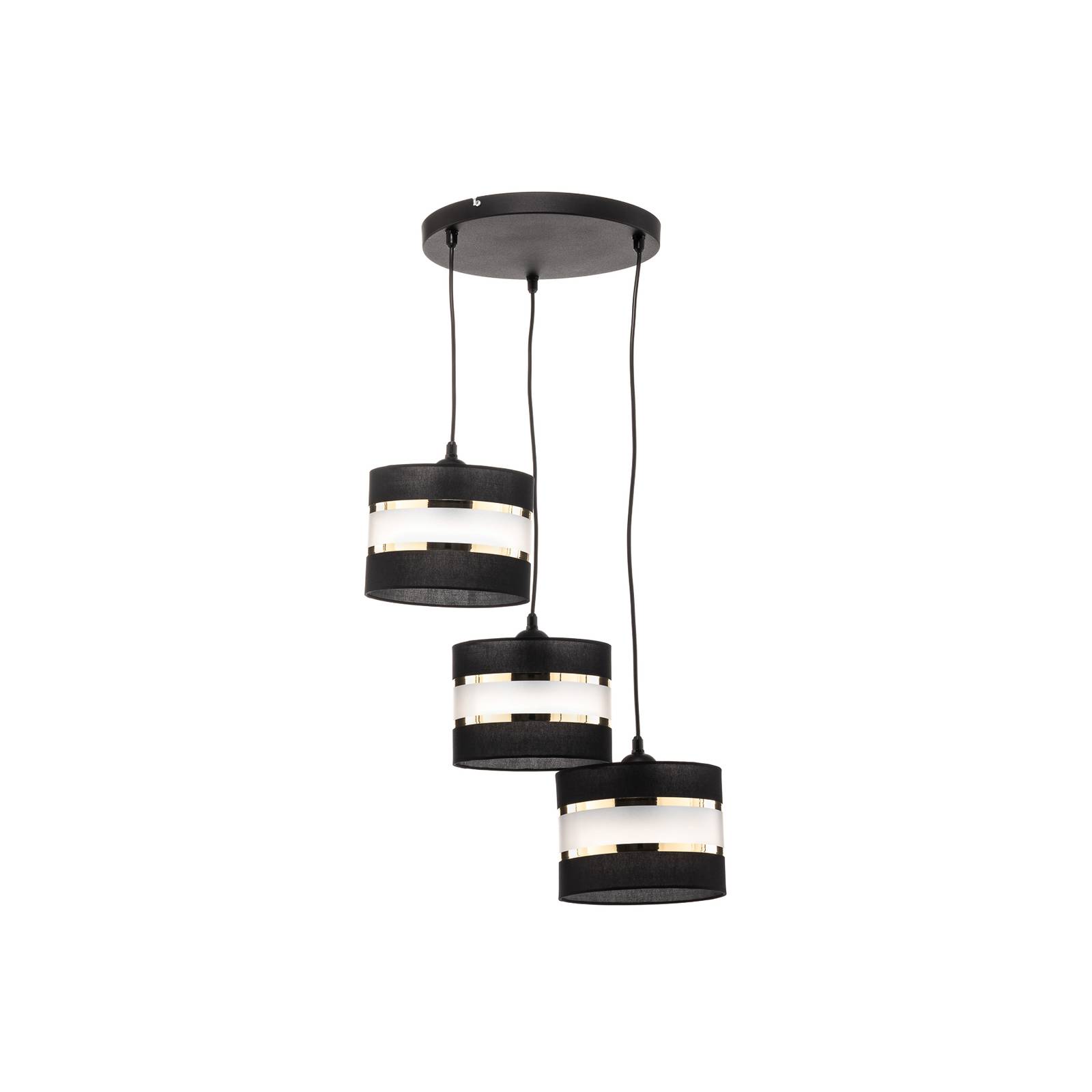 Pendelleuchte Helen rund schwarz-gold dreiflammig