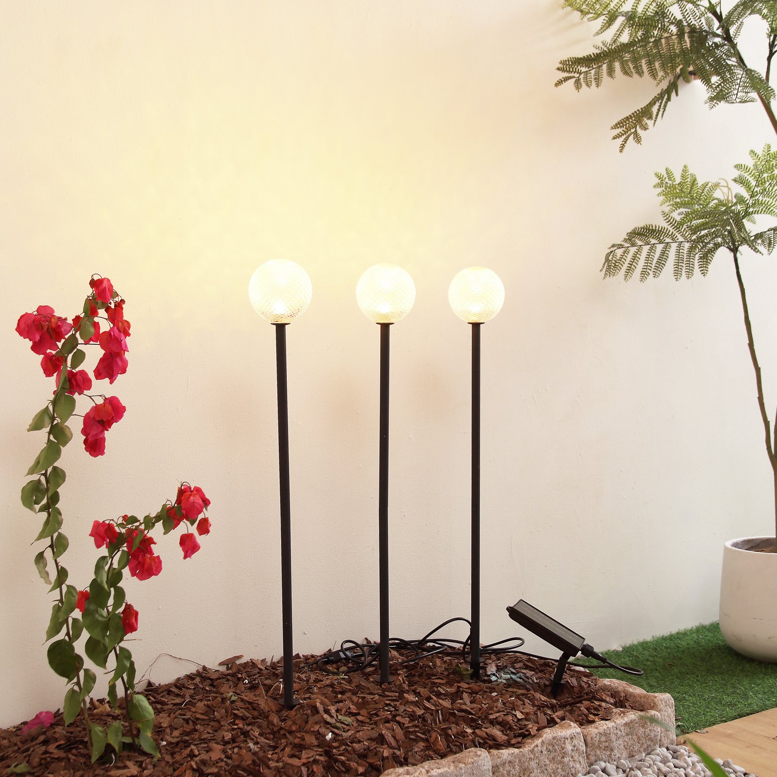 Brindley Solarzellenlampe w/Erdspieß 3 pcs. Schwarz - Lindby