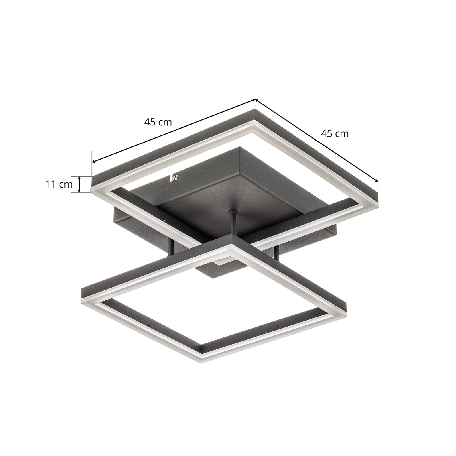 Bard LED ceiling light 45x45 cm 2-bulb, anthracite