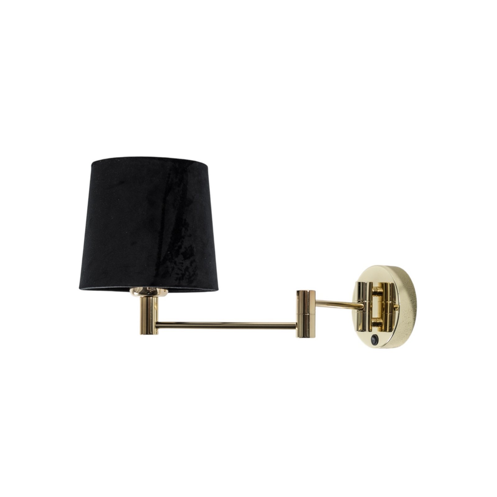 Wandlamp Solo, kegelvormig, velours, zwart/goud