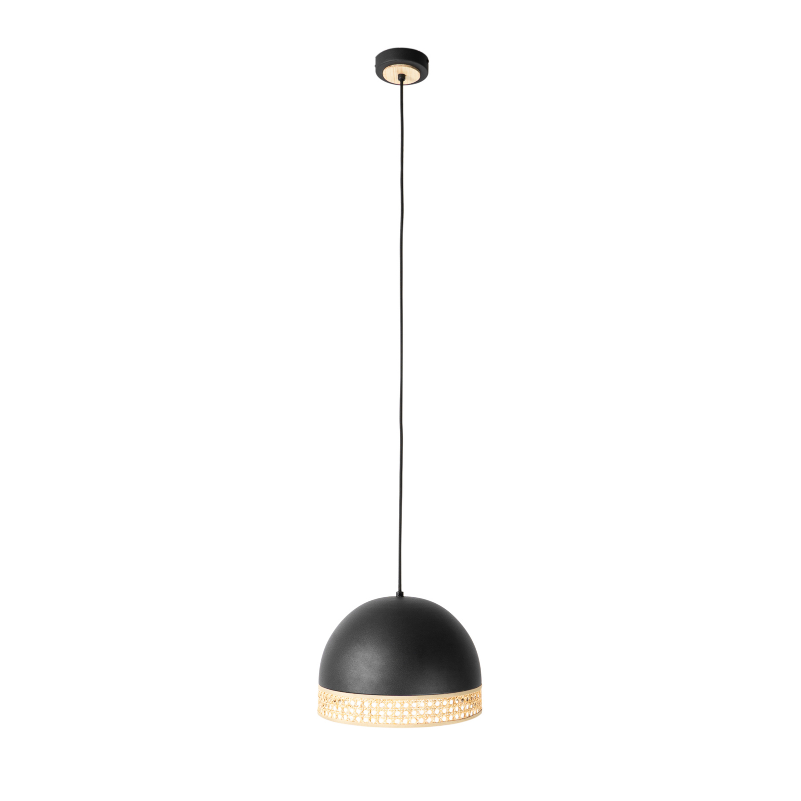Lindby Lonnaris hanging light, rattan black 1-bulb