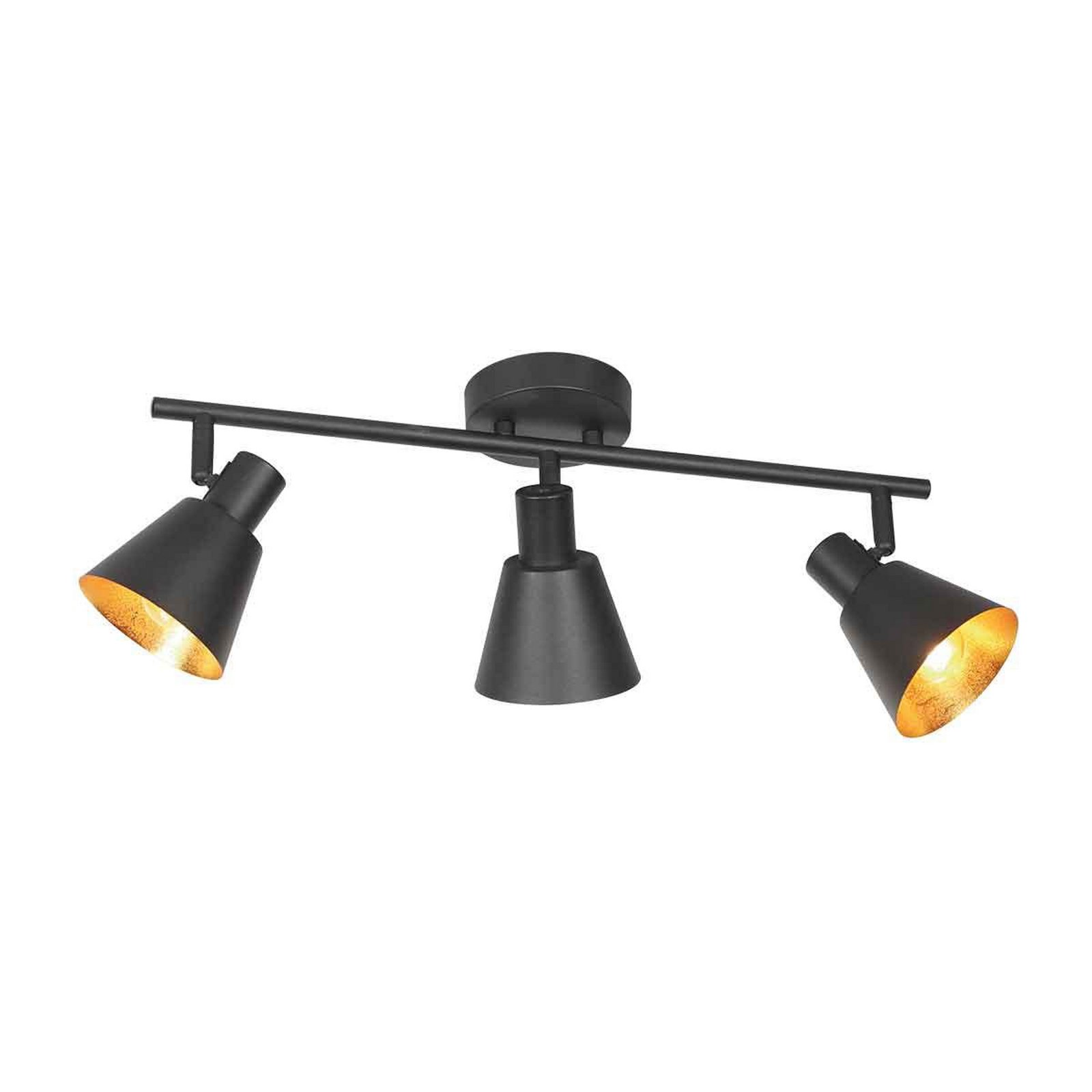 Oeroe ceiling spotlight, 3-bulb, black, metal, E14