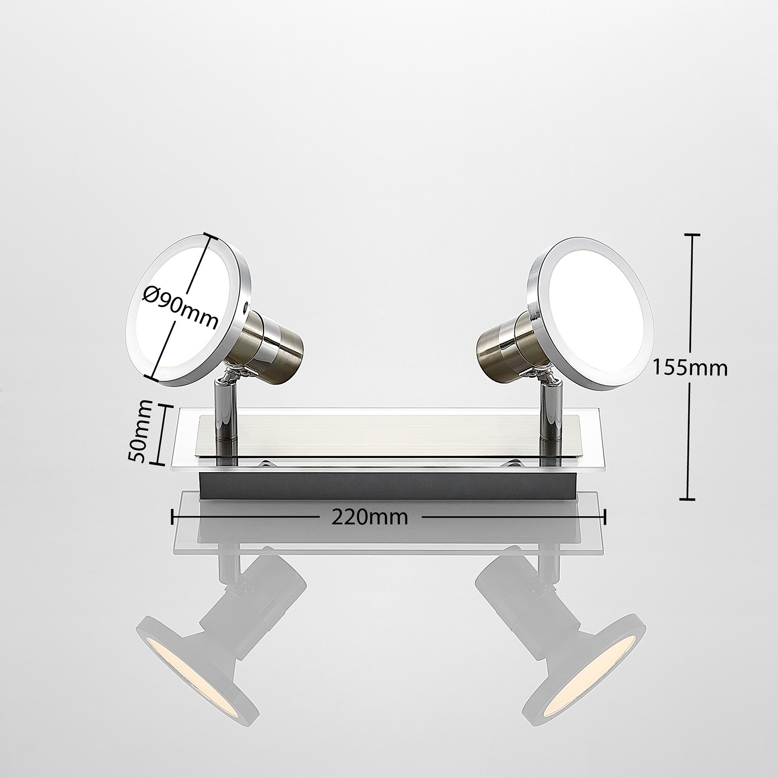 Lindby Kajetan LED Strahler, nickel, zweiflammig Lindby Kajetan LED Strahler, nickel, zweiflammig