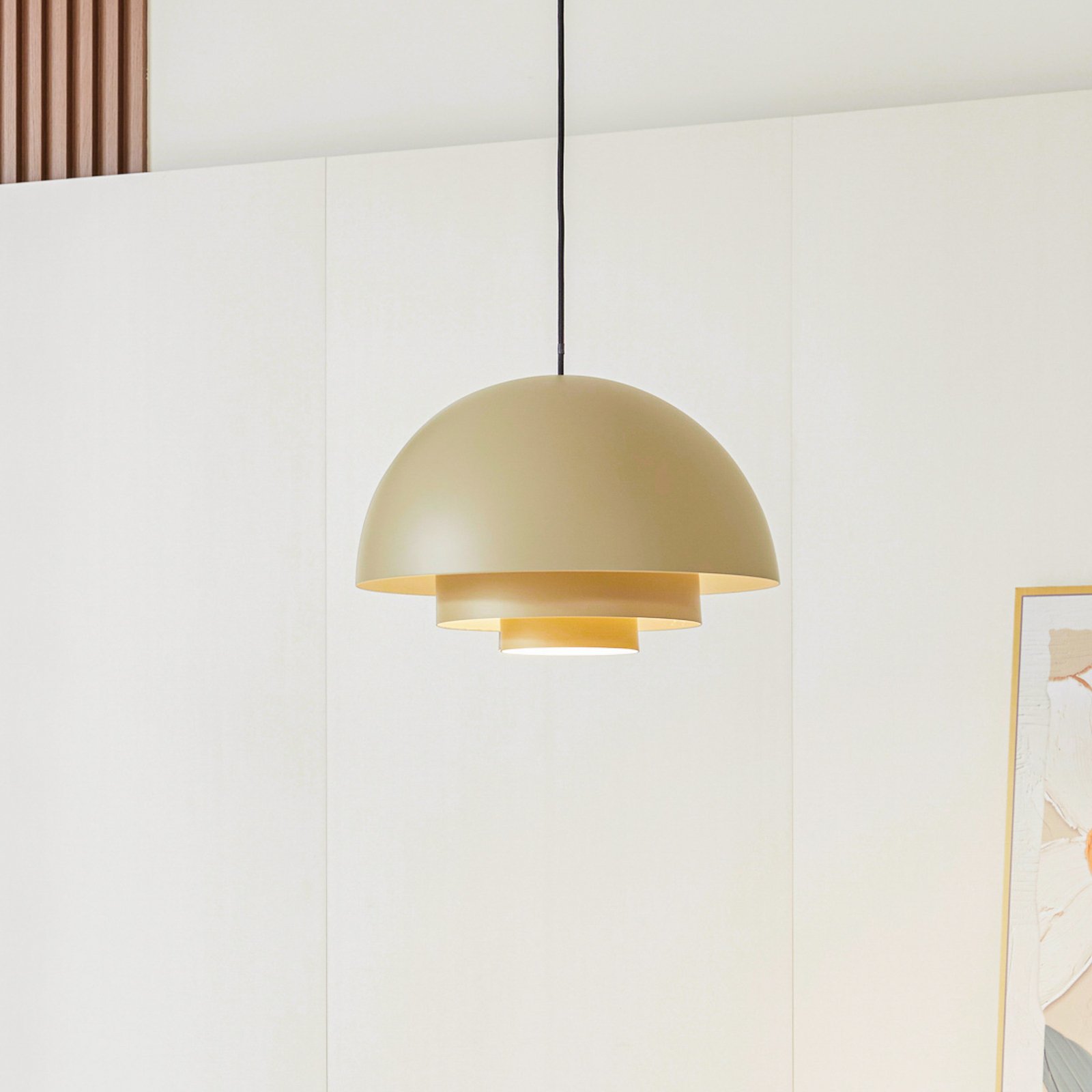 Lucande Nymara suspension LED, beige, aluminium, Ø 40 cm