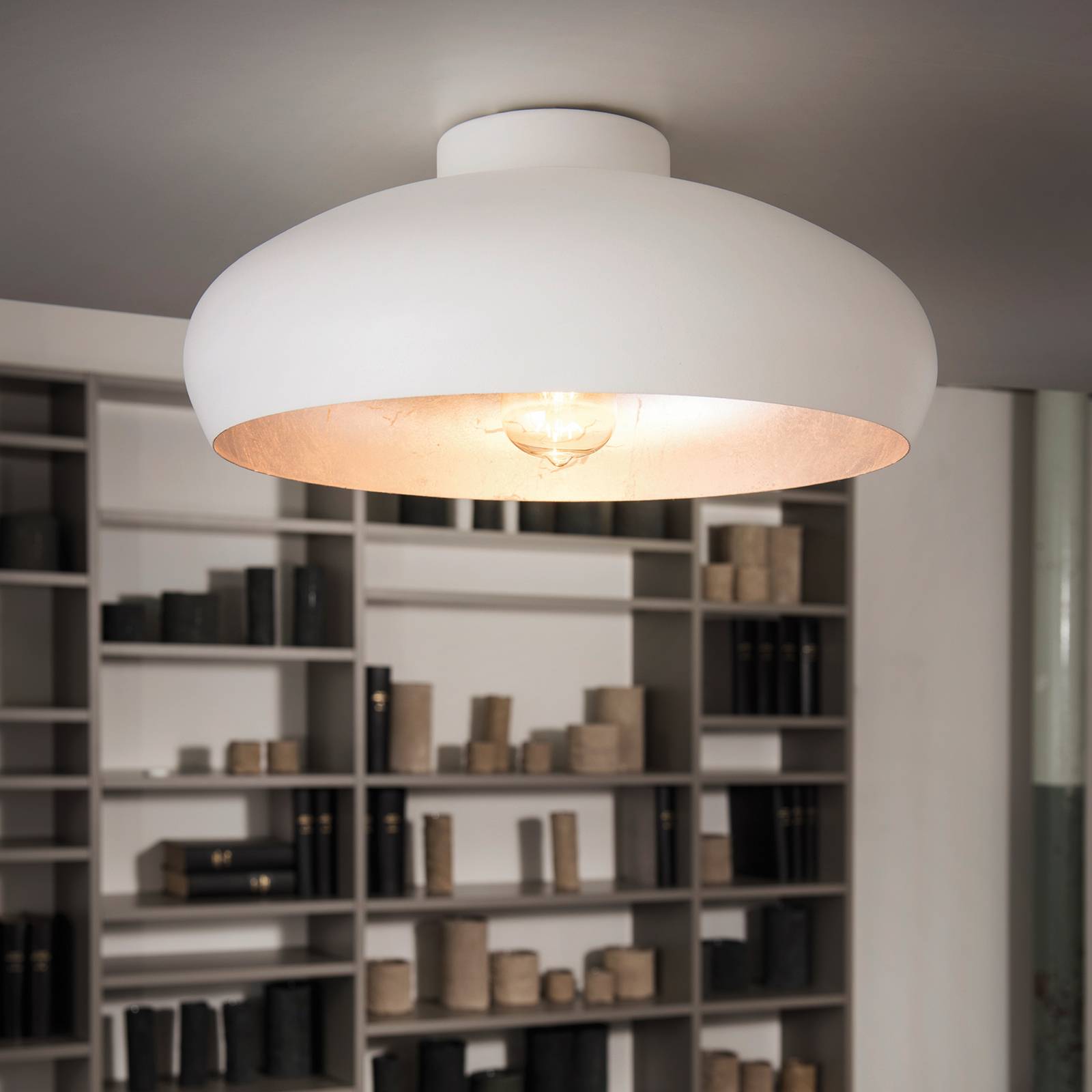Lampa sufitowa Mogano z metalu, Ø40cm, biała