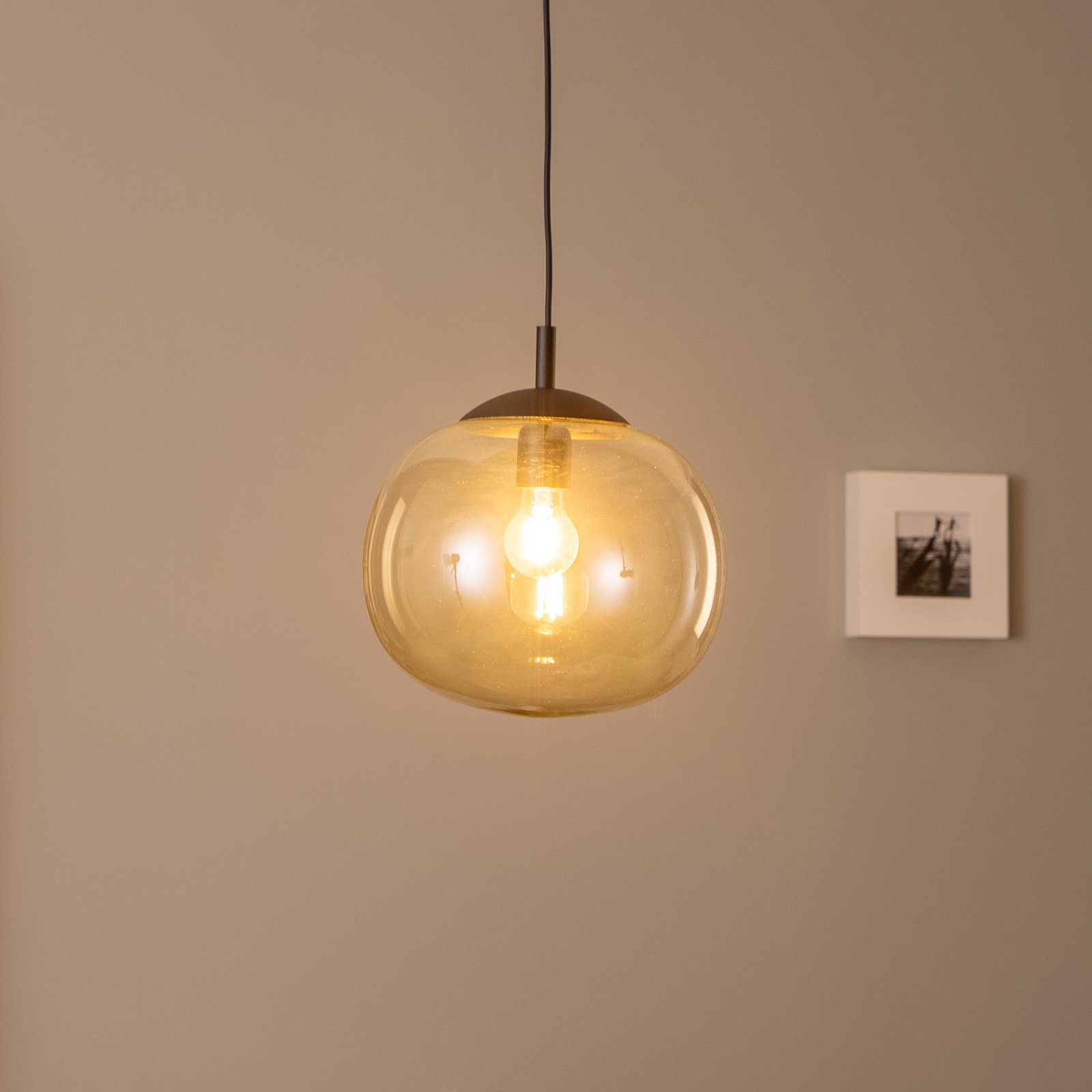 Lampada a sospensione Vibe, vetro marrone-trasparente, Ø 30 cm