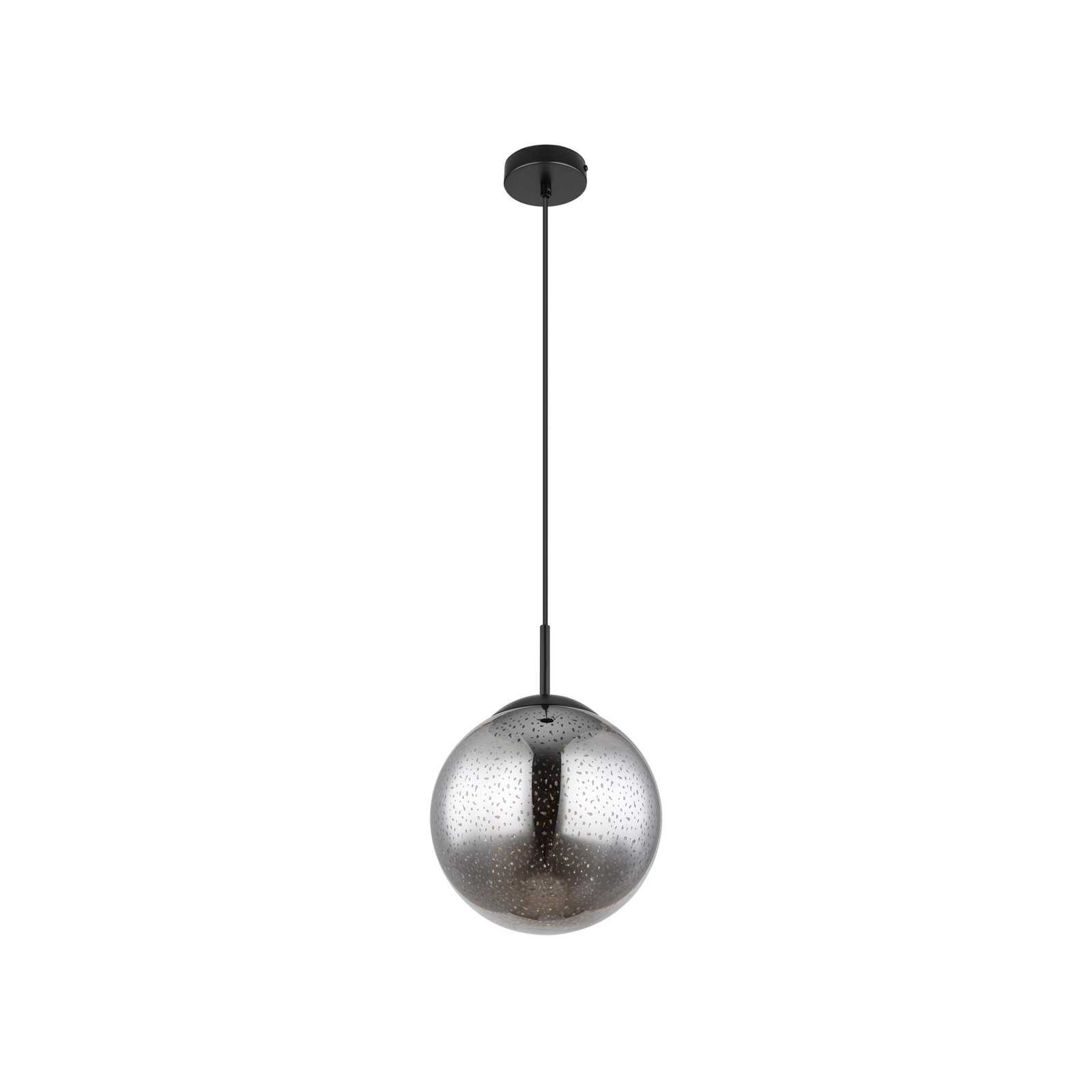 Lámpara colgante Samos, Ø 25 cm, gris ahumado/negro, cristal