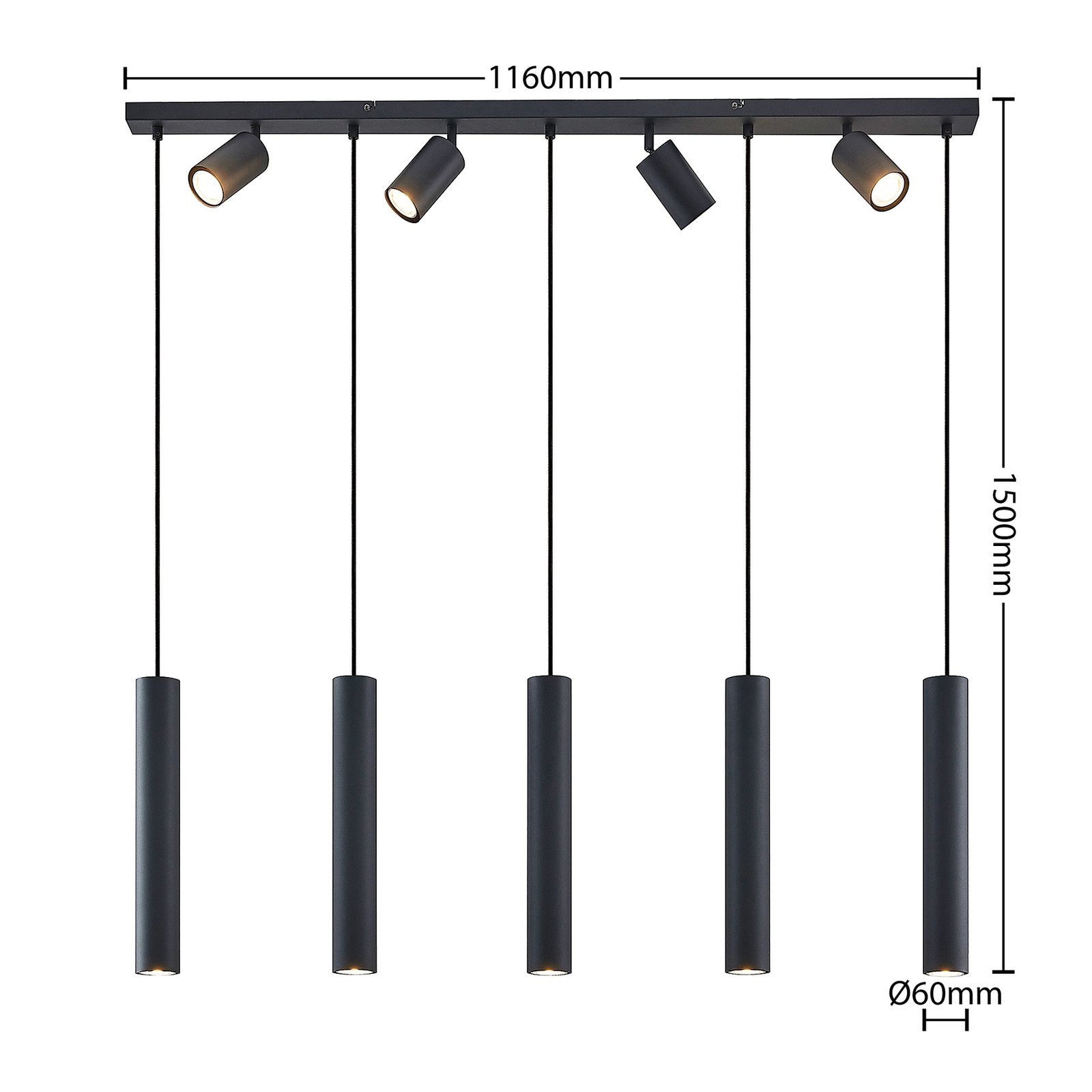 Sanad Pendant L116 Sand Black - Lindby