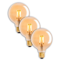 LED globe E27 4,1W 310lm bianco caldo oro set 3x