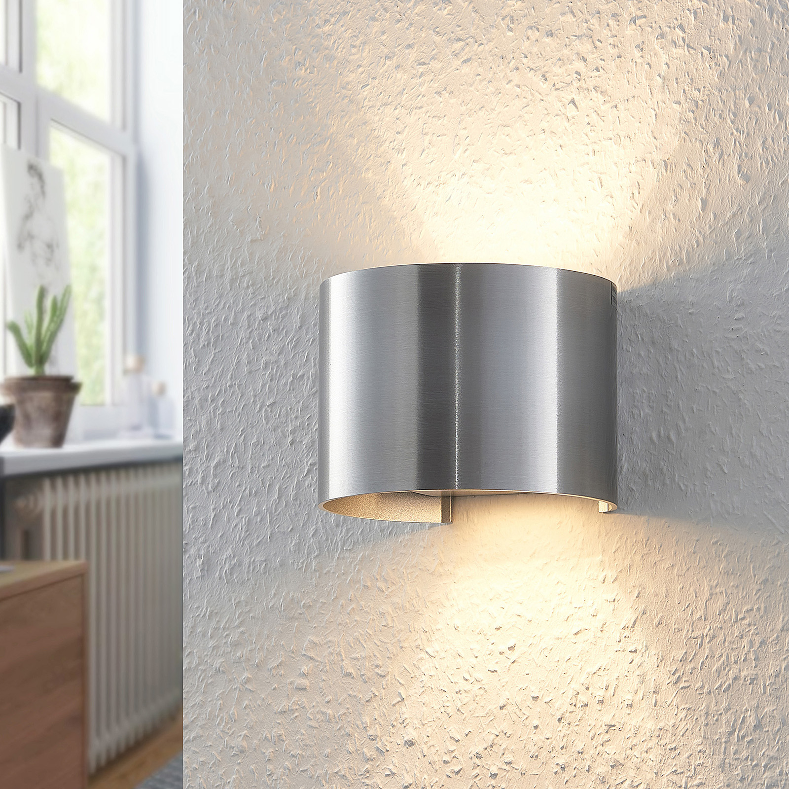 Arcchio Zuzana wall light, round, aluminium-coloured, G9, 13 cm wide