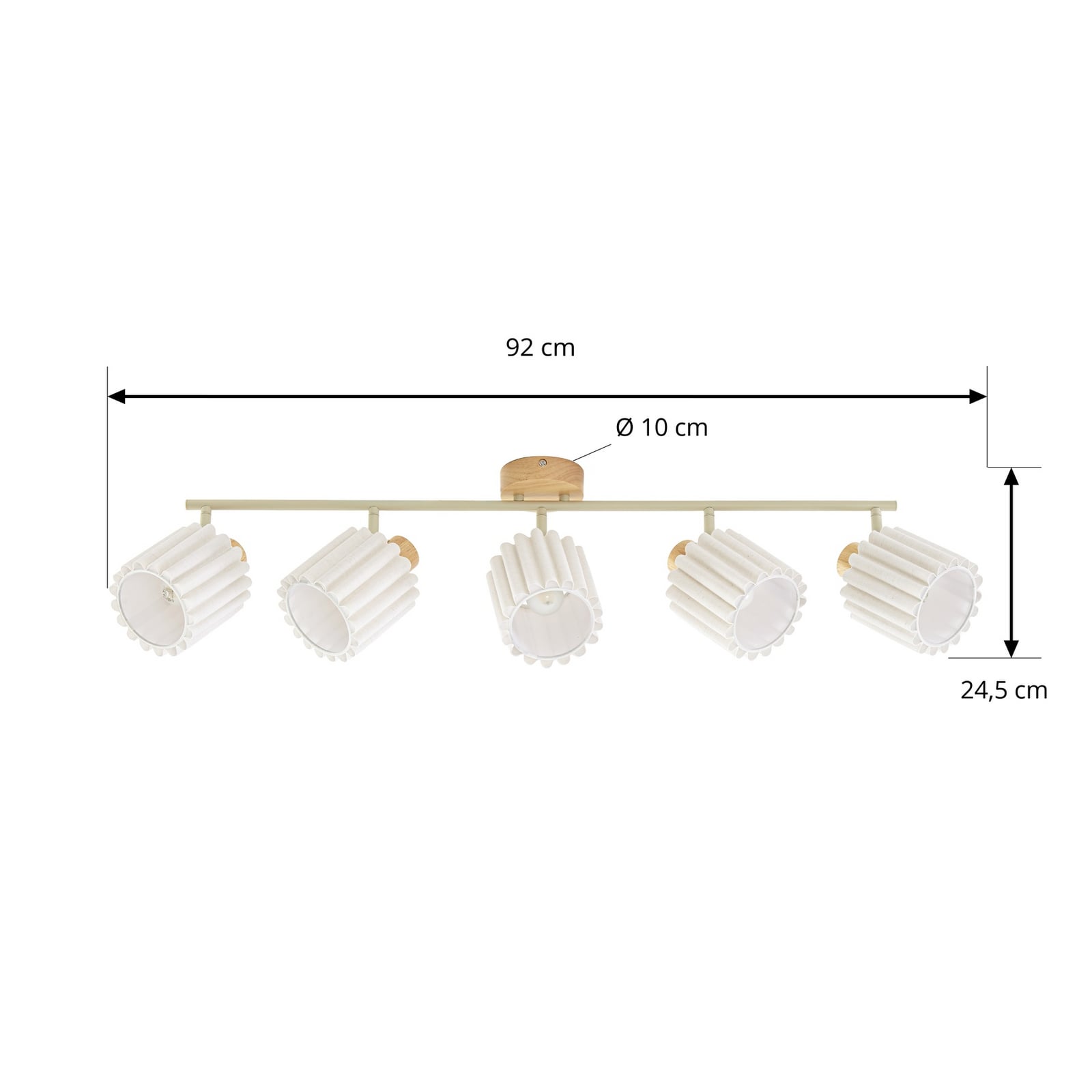 Faretto da soffitto Shiloh, naturale/beige, a 5 luci, legno di gomma - Lindby