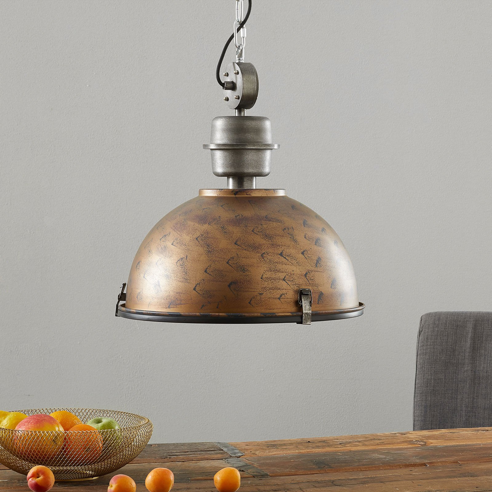 Steinhauer Suspensie Bikkel de culoare cupru-maro cu aspect industrial - Camera de zi / sufragerie - Design industrial - maro-cupru gri-argintiu - Metal