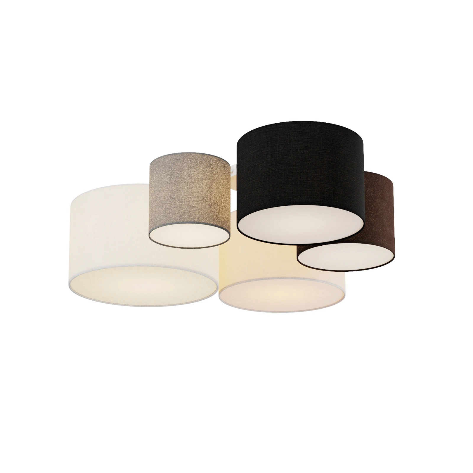 Plafón Lindby Laurenz, 5 luces, marrón/beige, textil