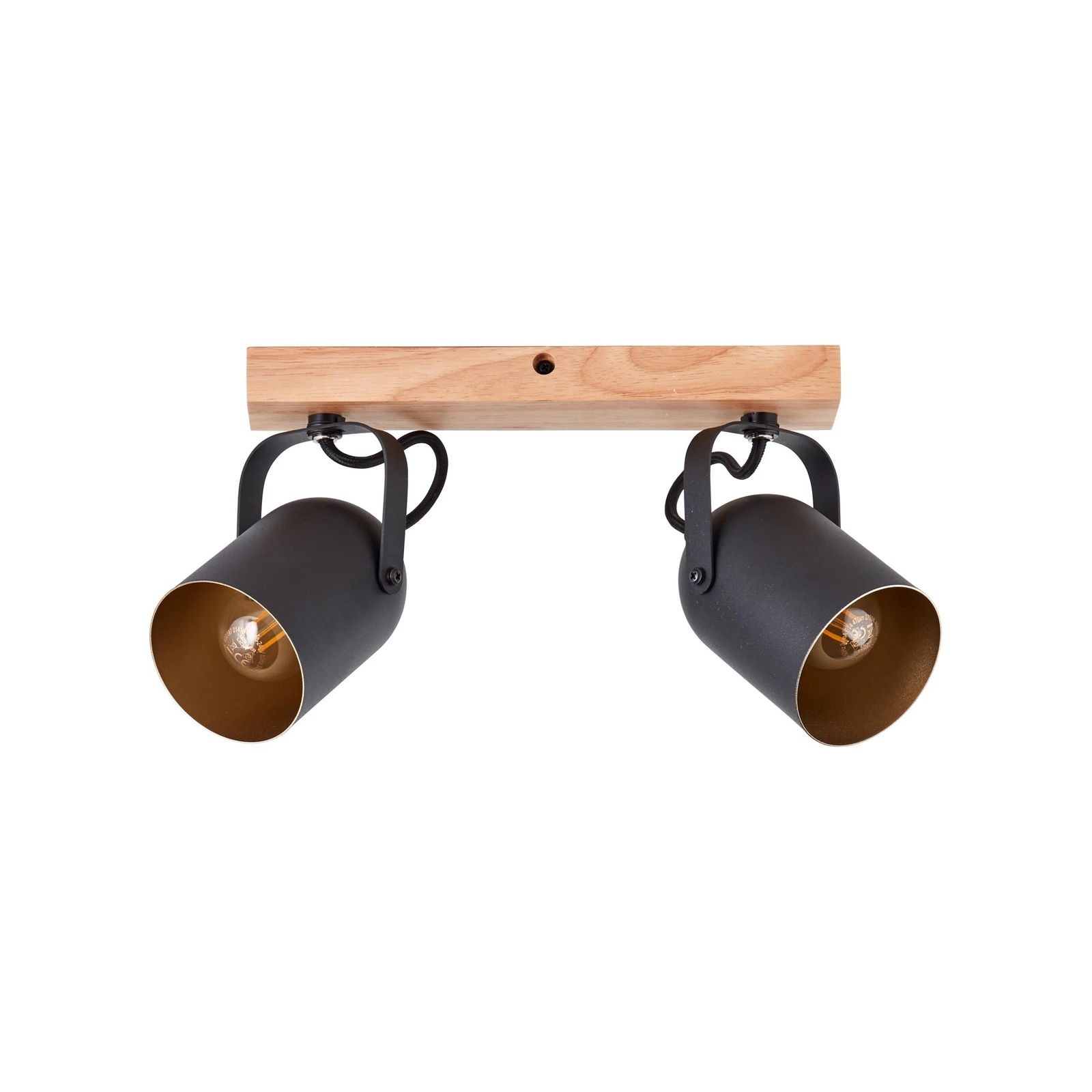 Spot pour plafond Tronte, longueur 37,5 cm, noir/or, à 2 lampes.