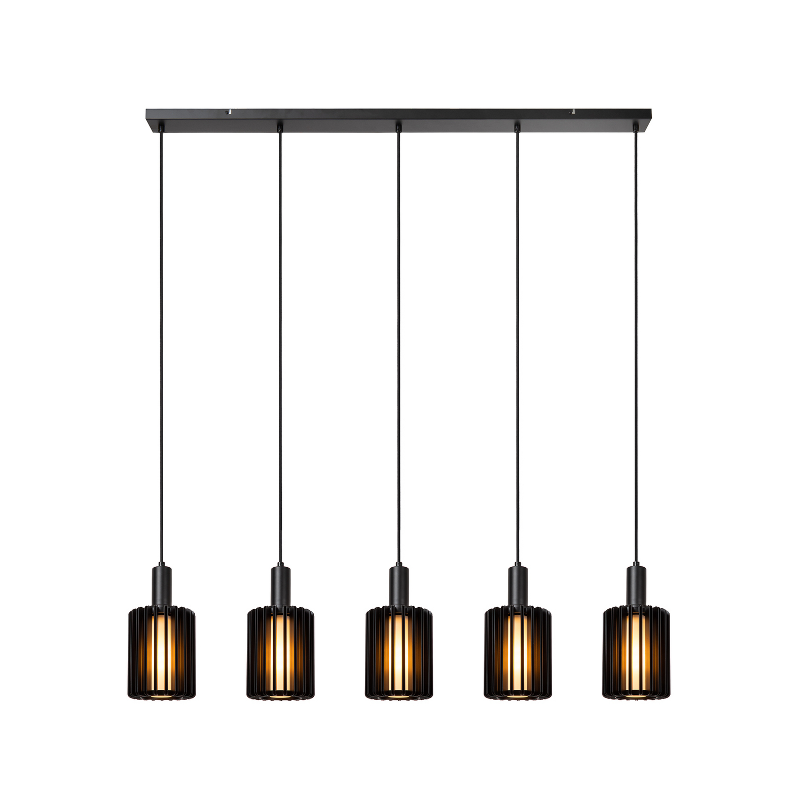 Lampa suspendată Lambres, negru Lungime 164 cm Sticlă/metal 5 becuri.