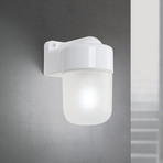 Væglampe Ostia, hvid, keramik, satineret glas, E27