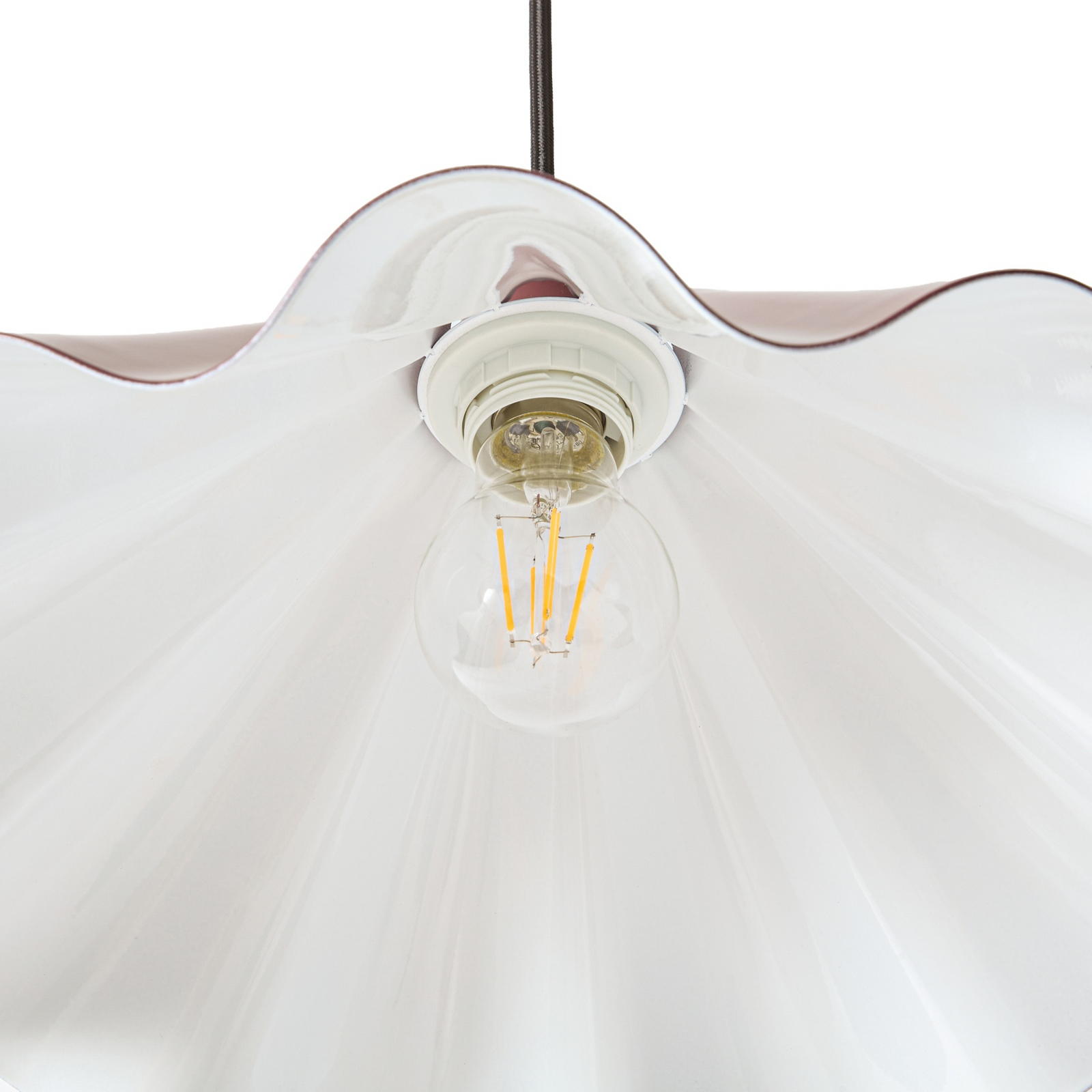 Lampă suspendată Lindby Lilliet, Ø 34 cm, roșu închis, metal, E27 Lampă suspendată Lindby Lilliet, Ø 34 cm, roșu închis, metal, E27