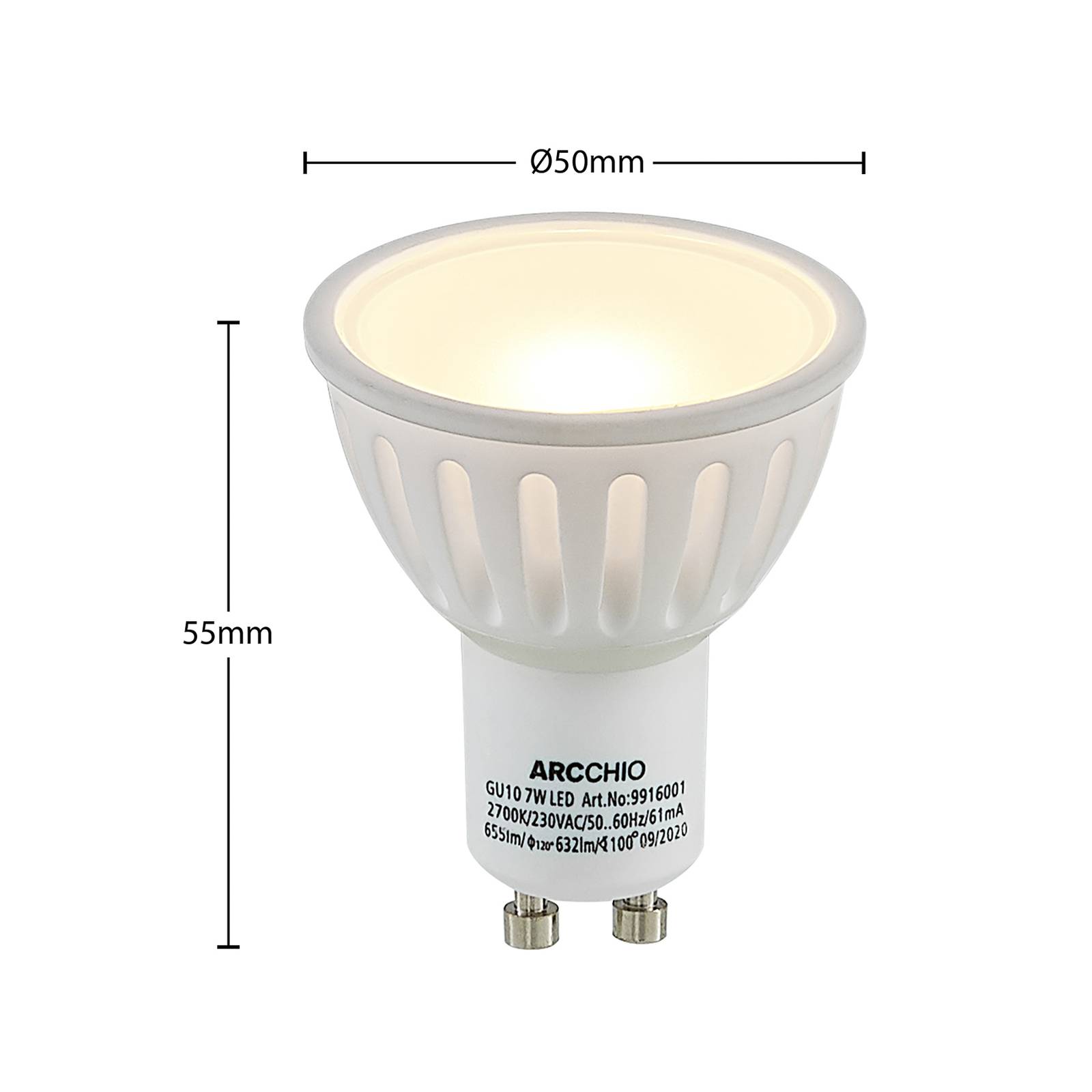 Arcchio LED-reflektor GU10 100° 5 W 2.700 K 2 stk
