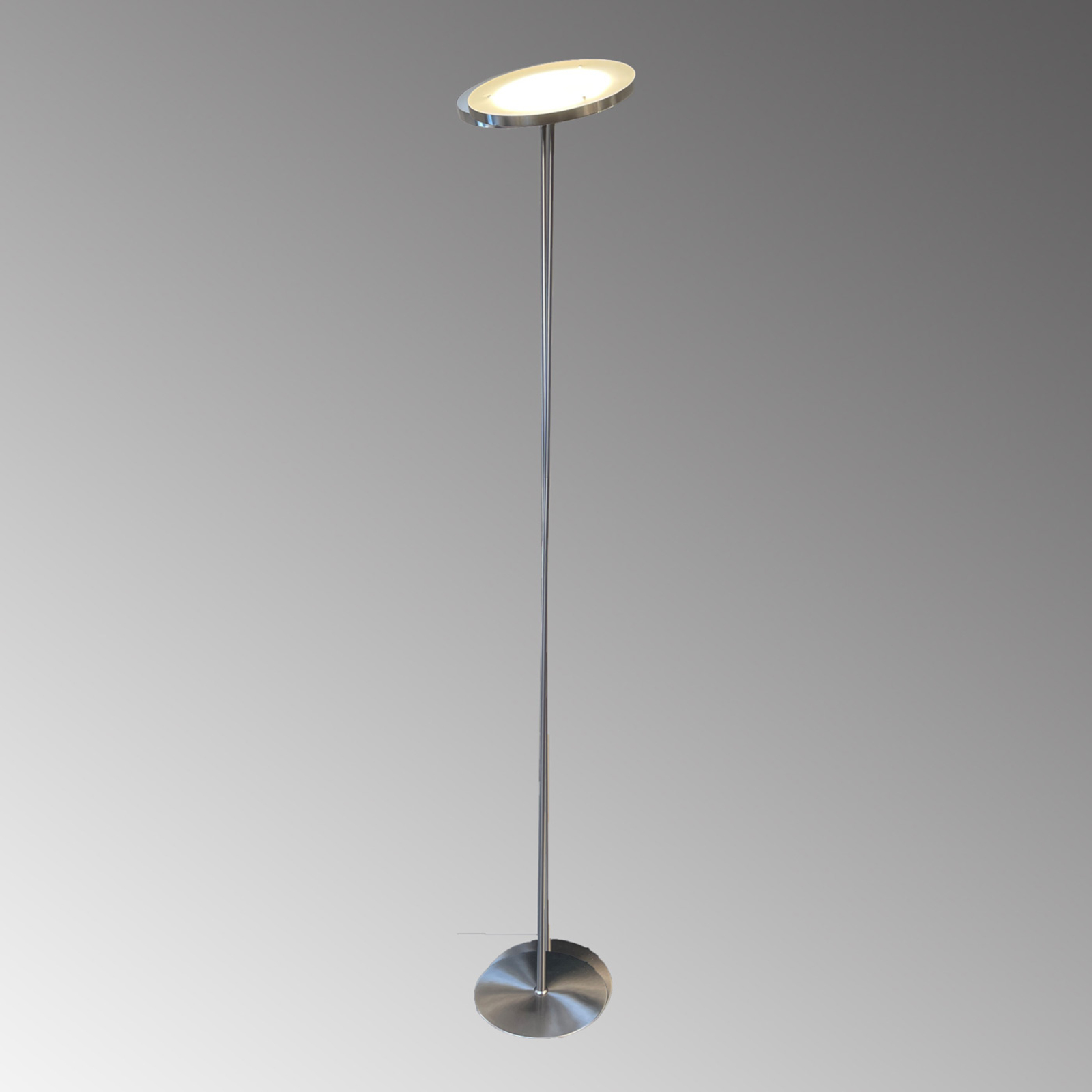 Lampadaire LED Fabi en métal, dimmable, nickel